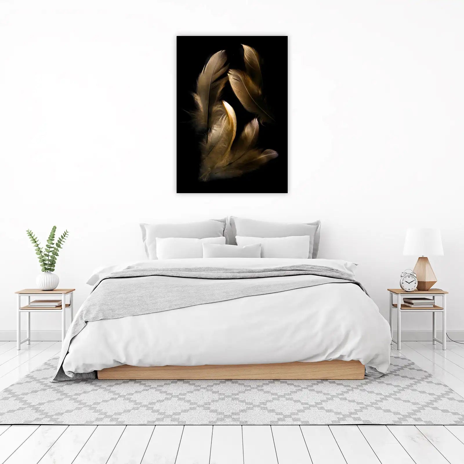 Elegant Feathers on Black Wall Art