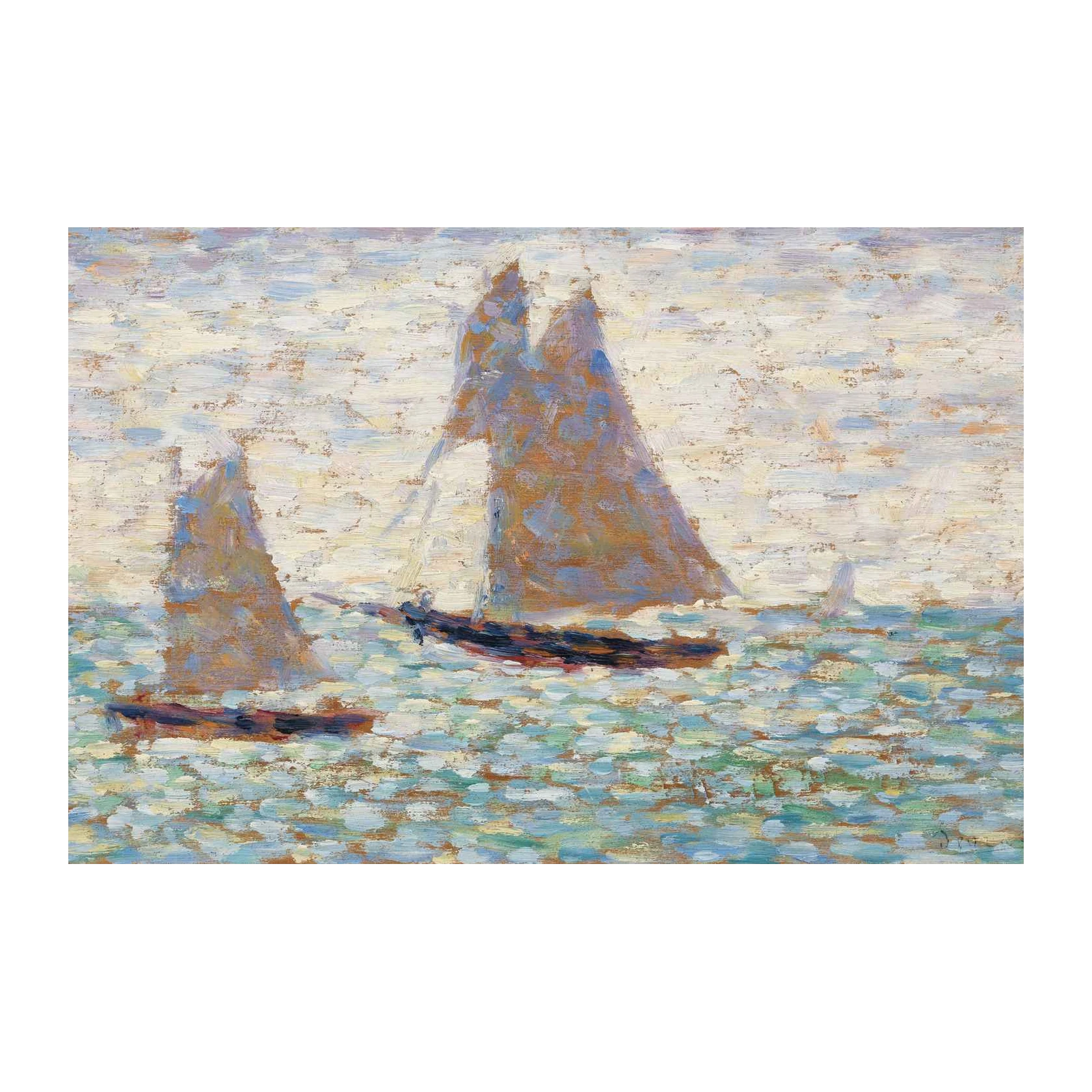 Seaside Sailboats Impressionist Art Wall Art
