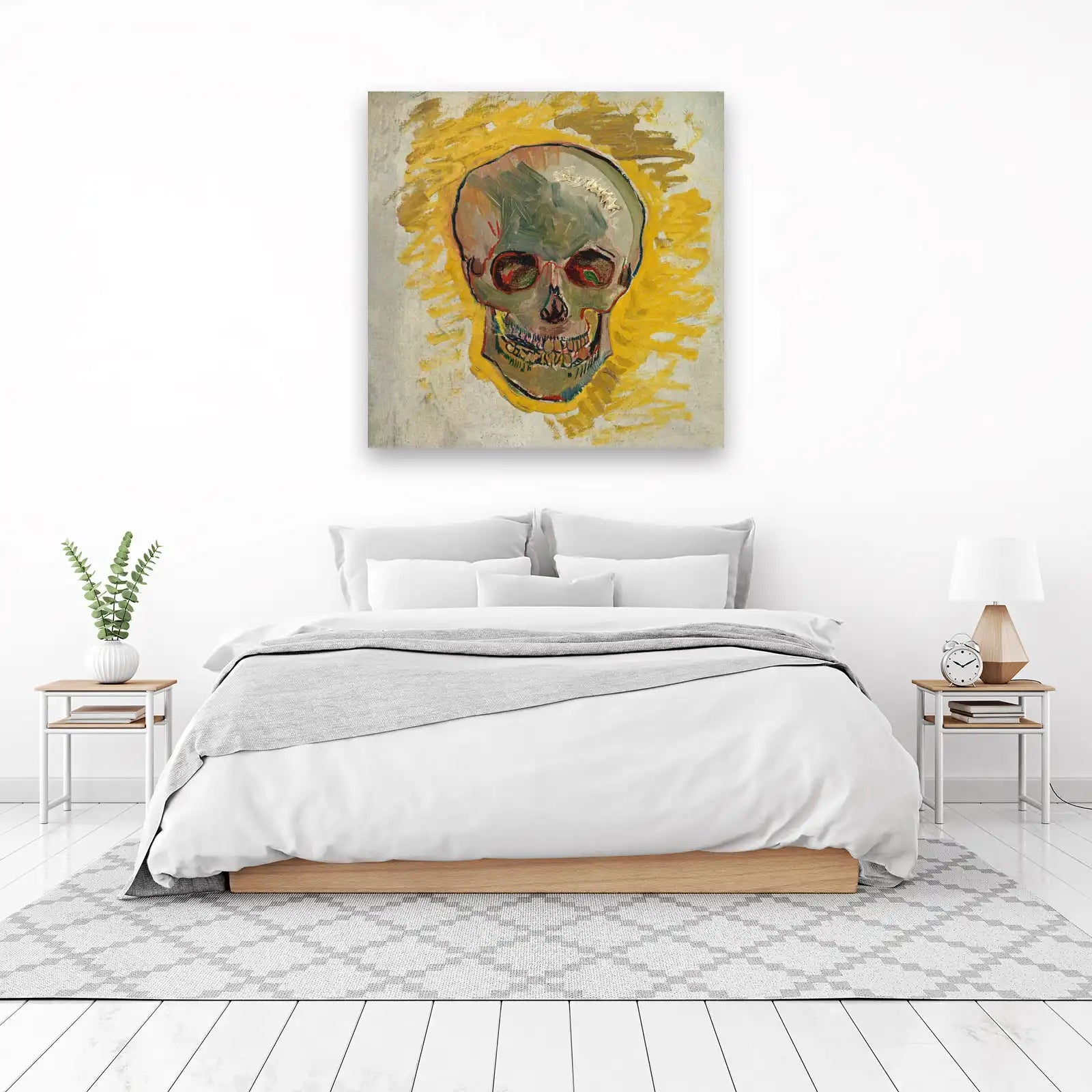 Van Gogh Skull Yellow Background Wall Art