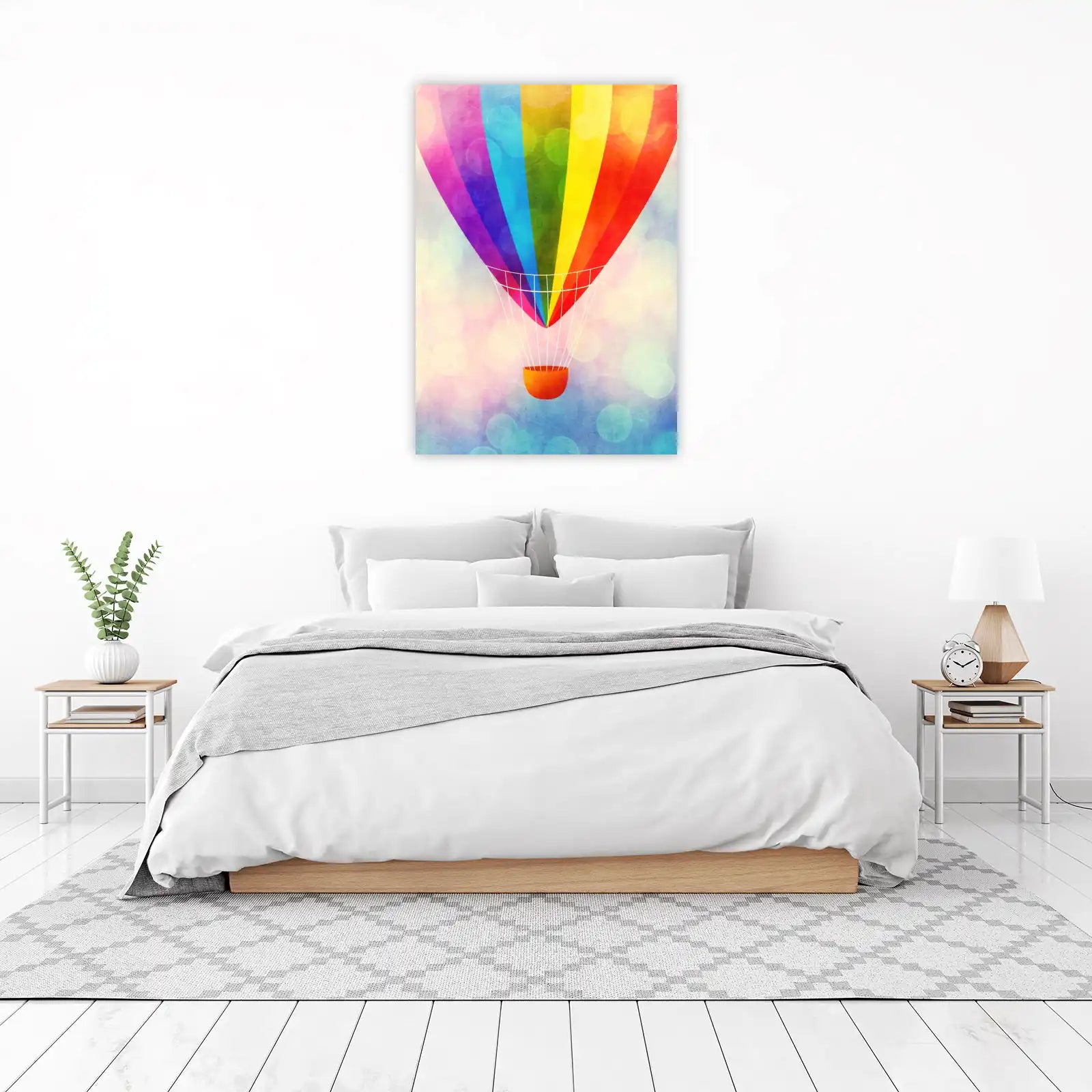Rainbow Hot Air Balloon Wall Art