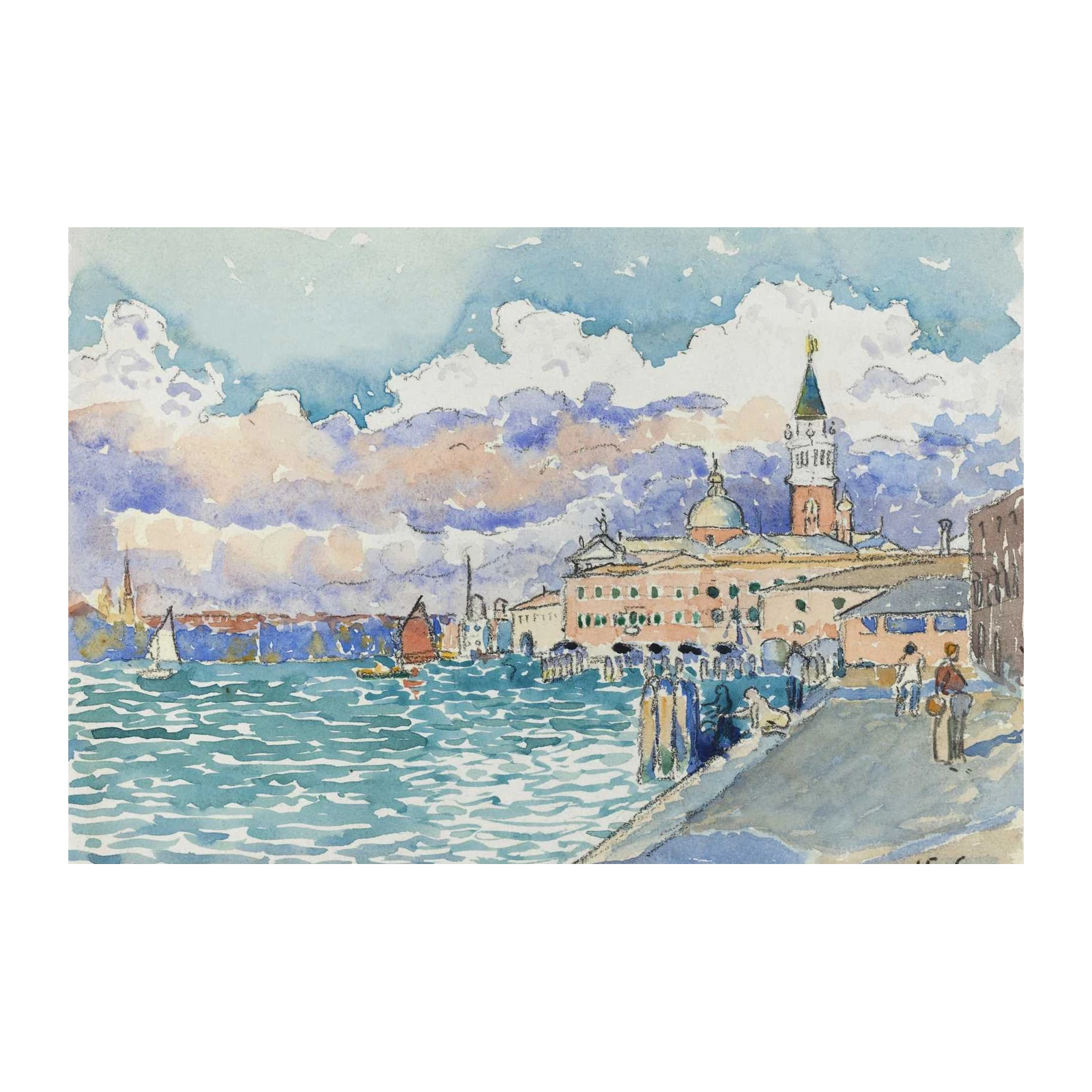 Venetian Canal Watercolor Artwork Wall Art