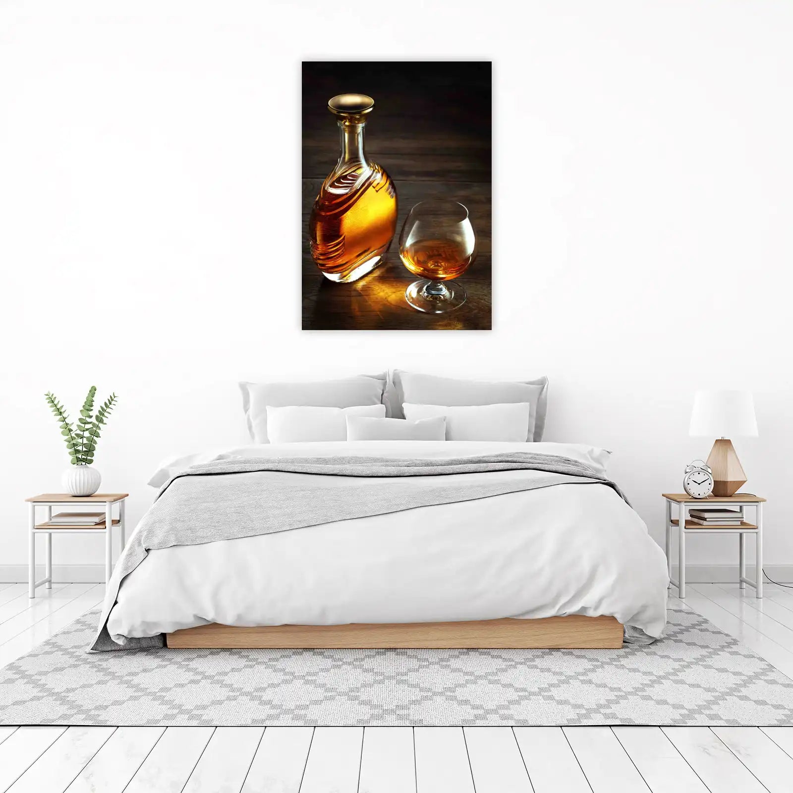 Elegant Whiskey Bottle & Glass Wall Art