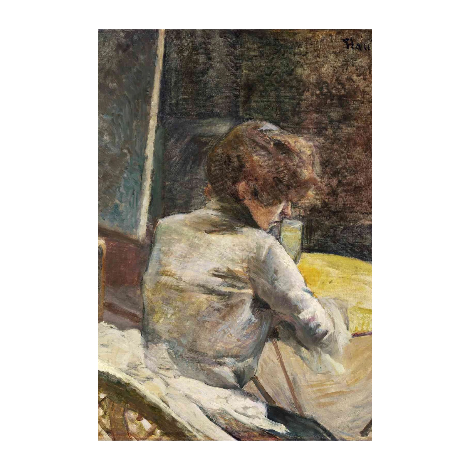 Impressionist Cafe Scene Woman Wall Art