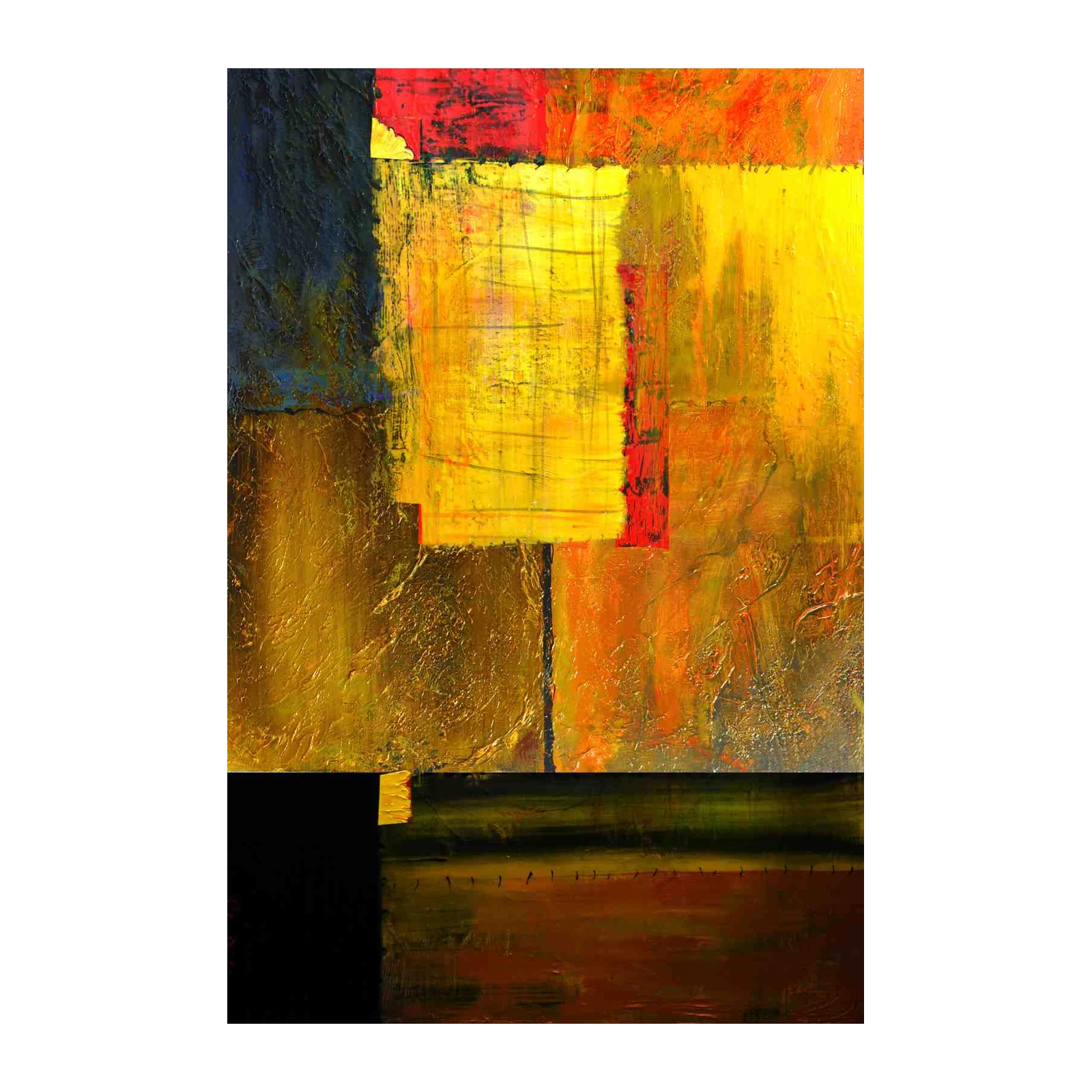 Vibrant Abstract Gold & Red Wall Art for Modern Homes