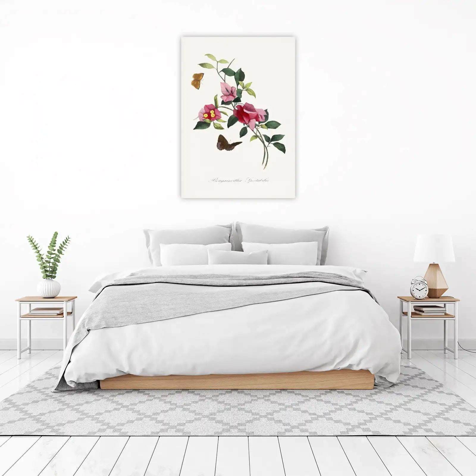 Vintage Bougainvillea & Butterfly Botanical Wall Art