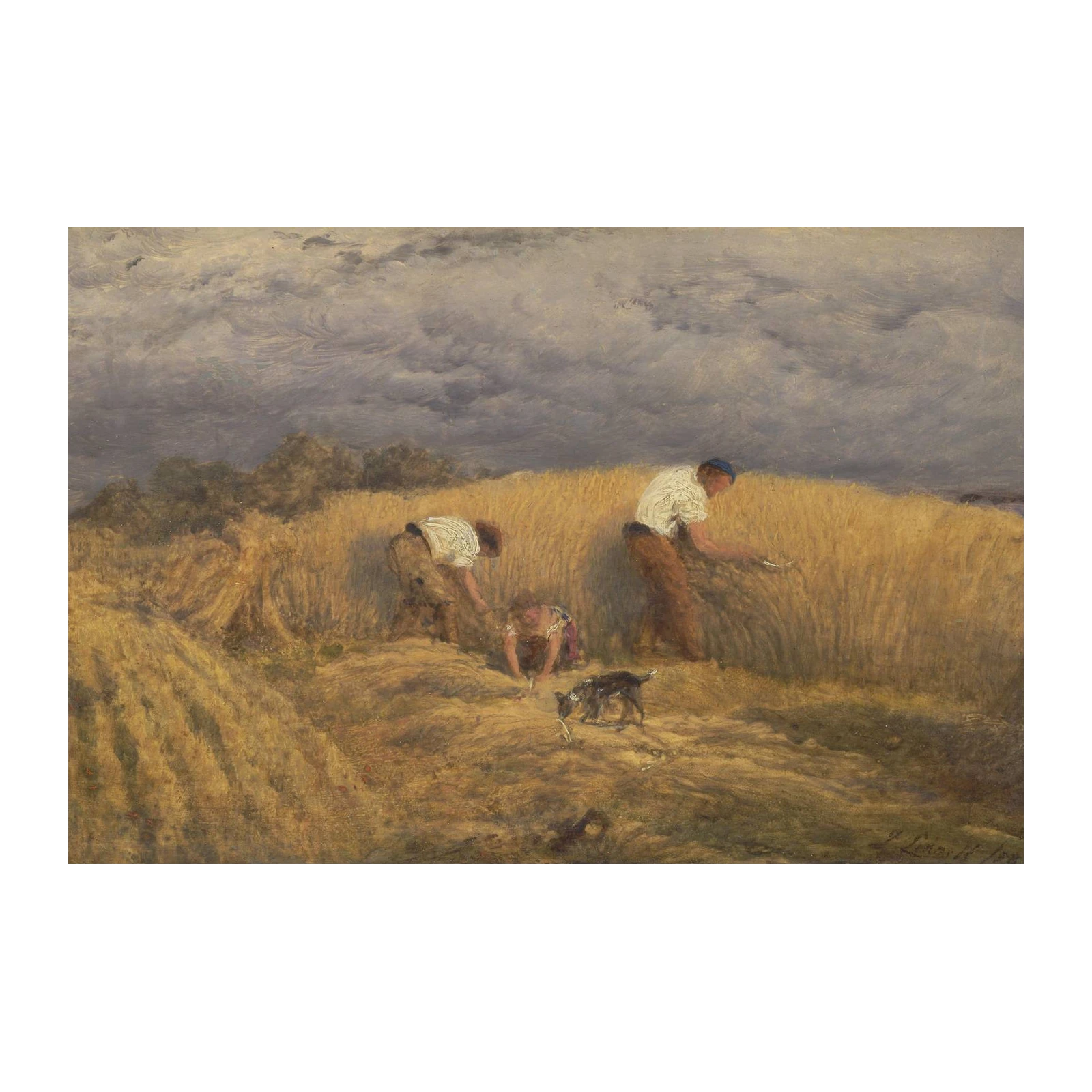 Golden Harvest Farm Scene Vintage Wall Art