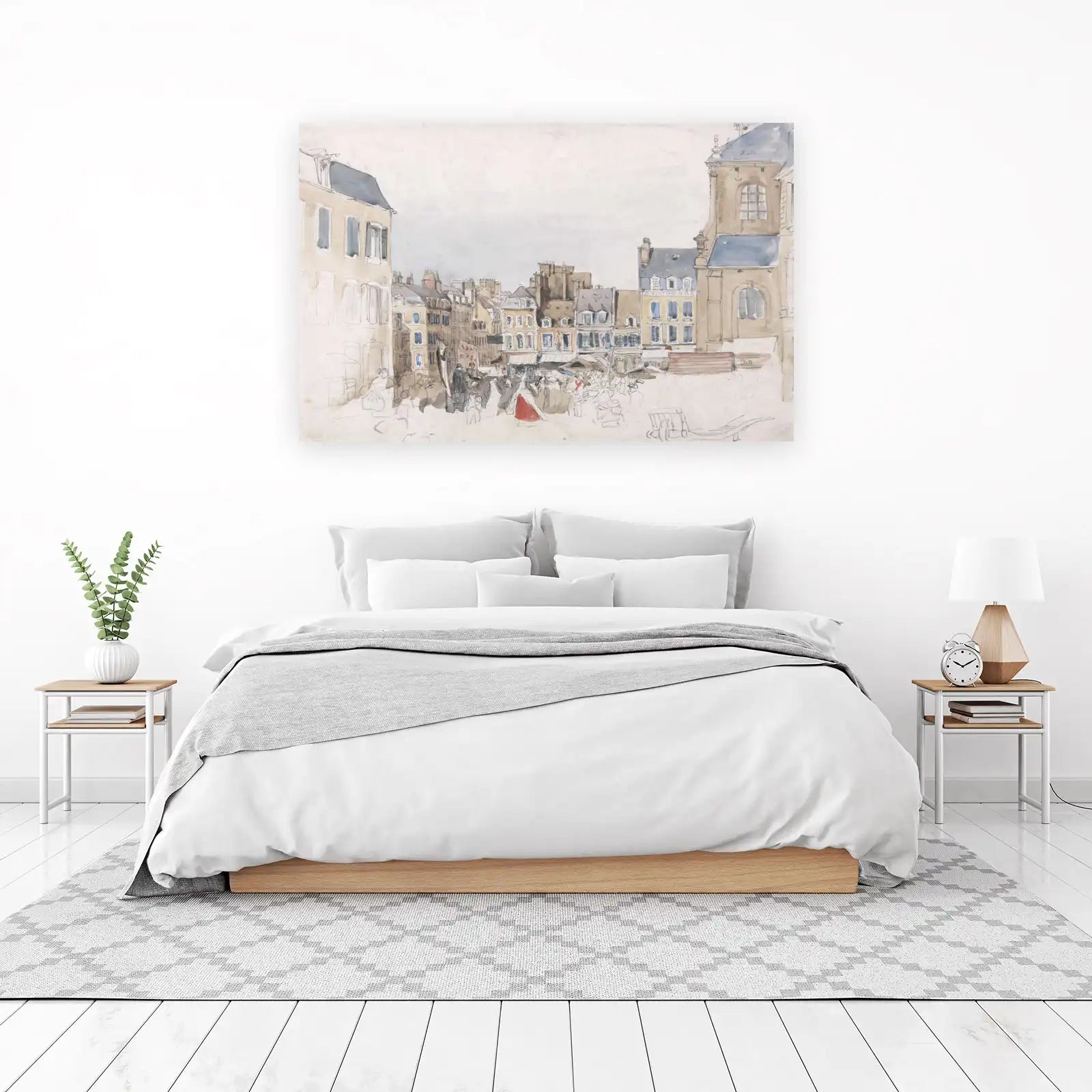European City Market Watercolor Wall Art