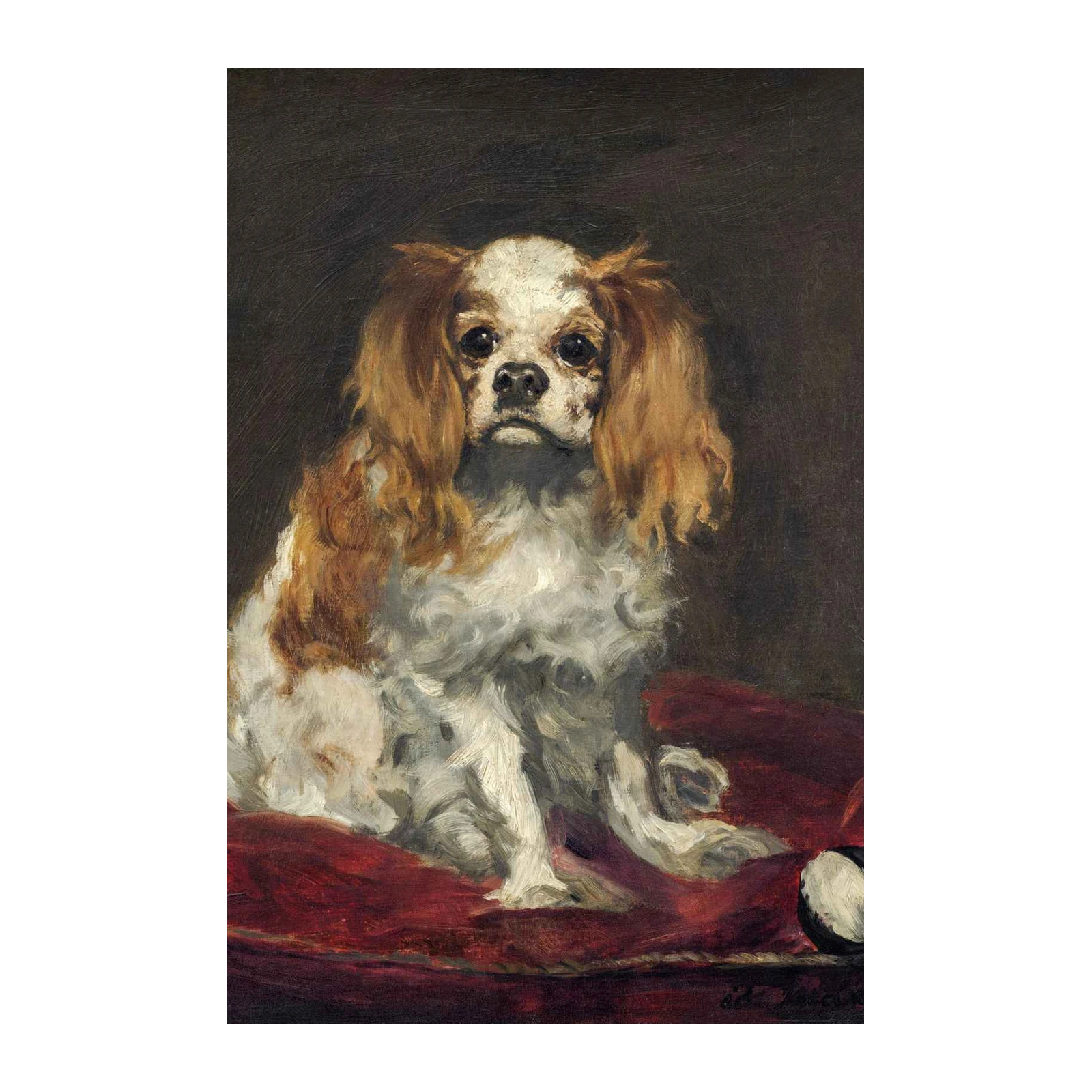 Charming Cavalier King Charles Spaniel Oil Painting Wall Art