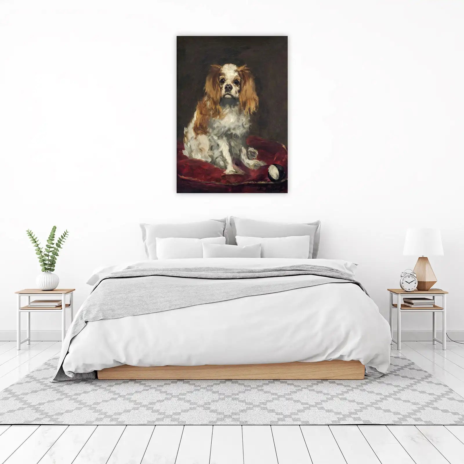 Charming Cavalier King Charles Spaniel Oil Painting Wall Art