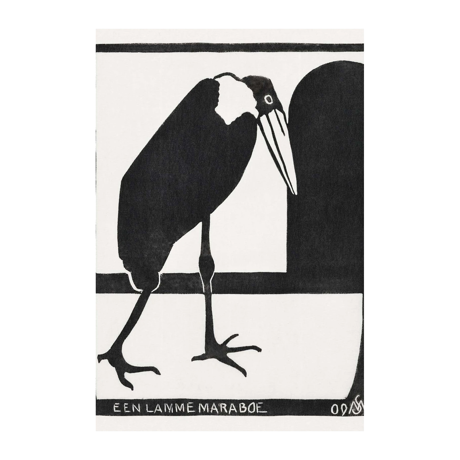 Monochromatic Marabou Stork Art Wall Art