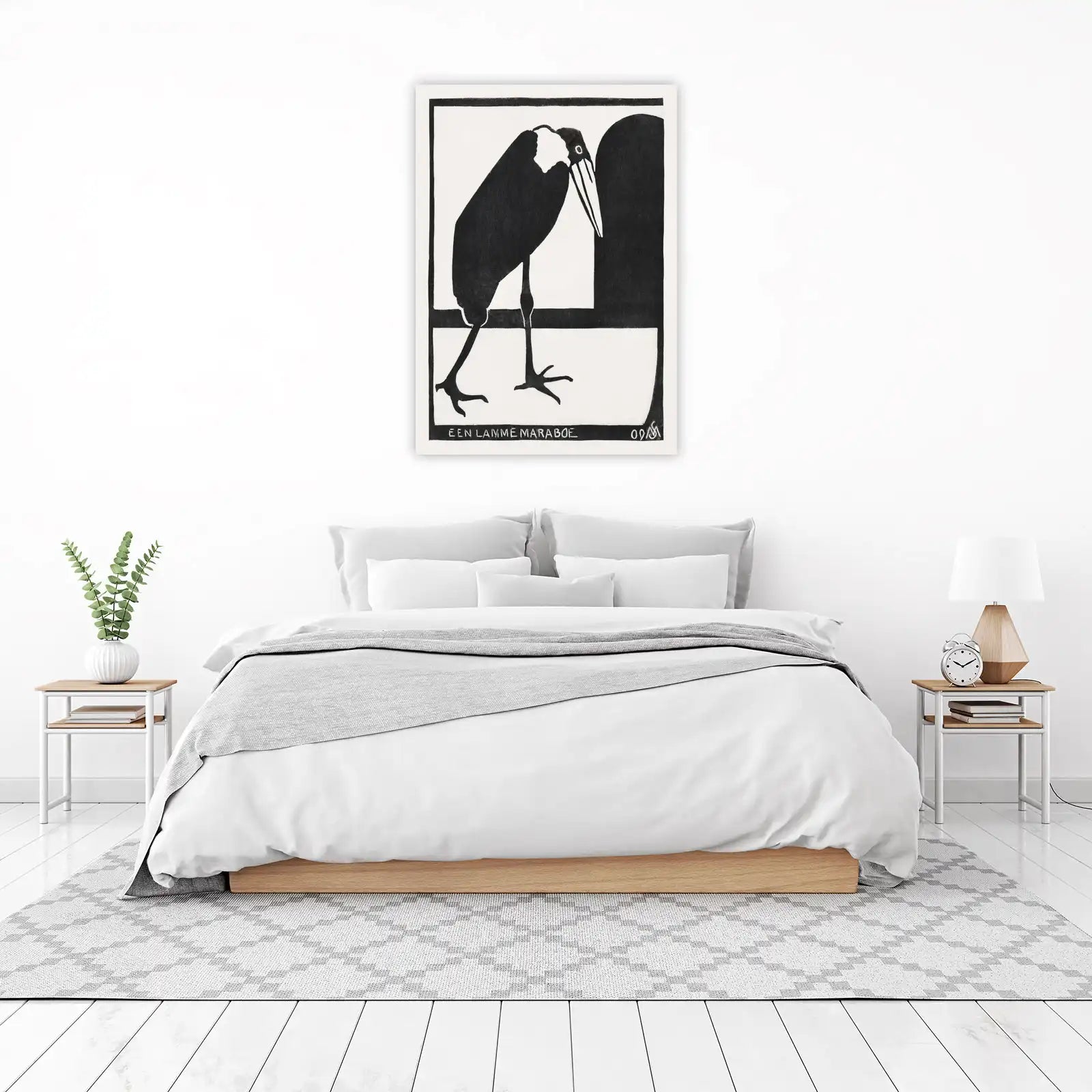 Monochromatic Marabou Stork Art Wall Art
