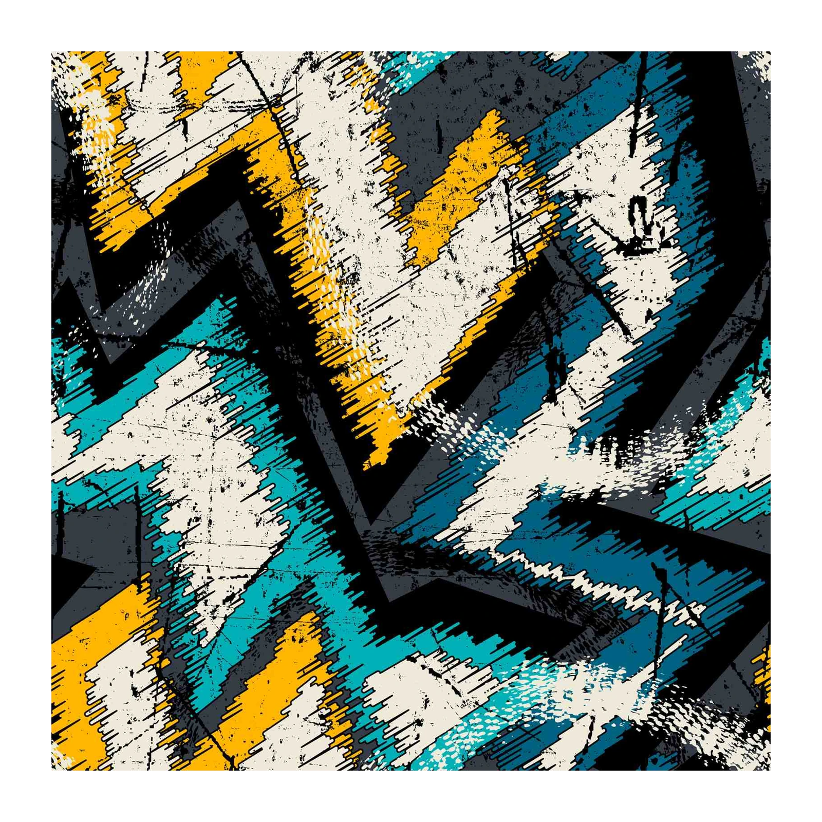 Abstract Graffiti Zigzag Wall Art