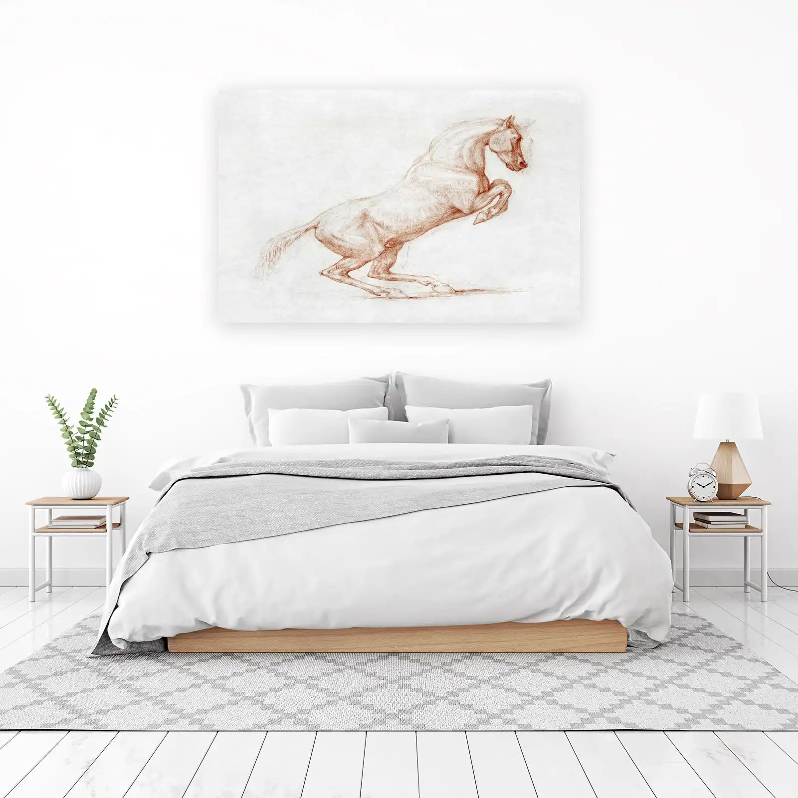 Majestic Rearing Horse Sketch Wall Art