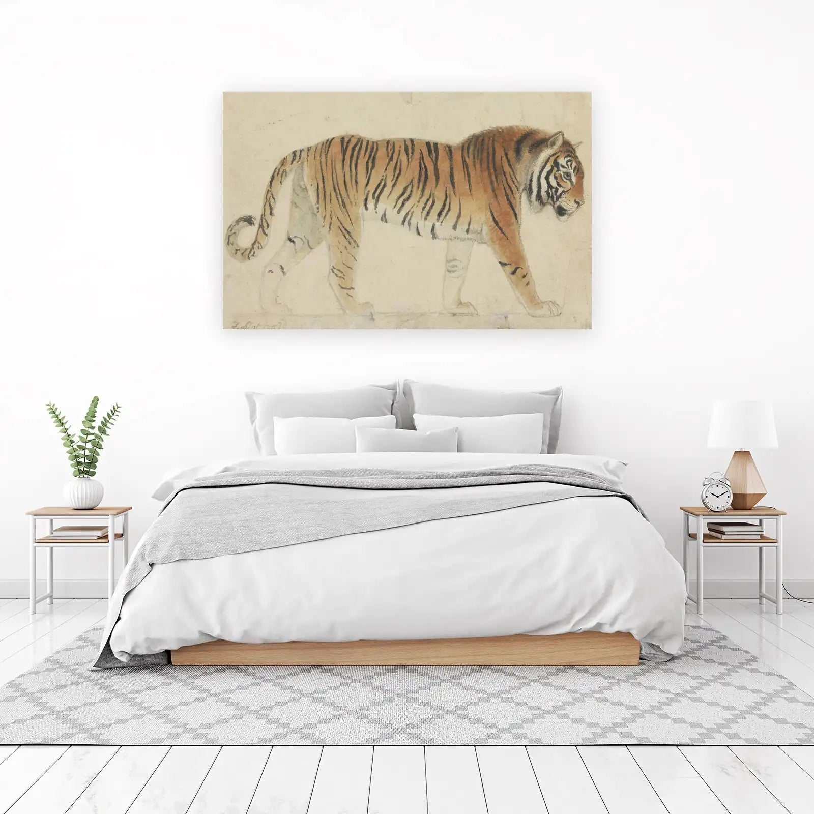 Majestic Tiger Walking Watercolour Wall Art