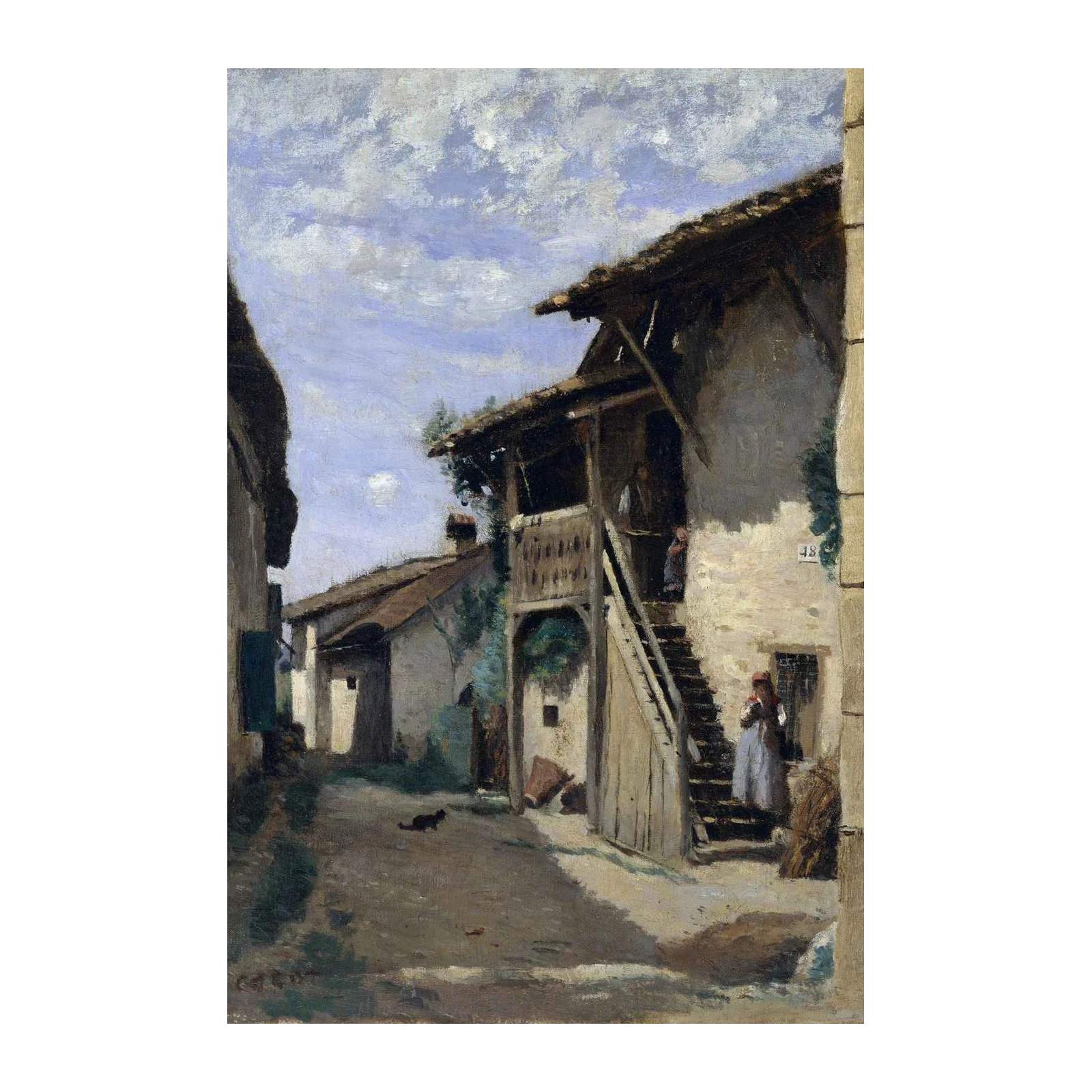 Idyllic Village Scene Oil Painting Wall Art