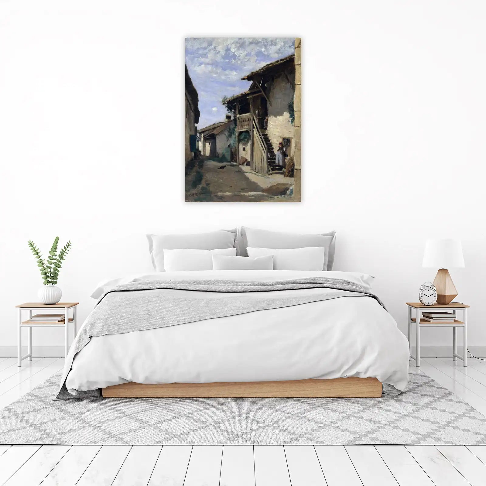 Idyllic Village Scene Oil Painting Wall Art