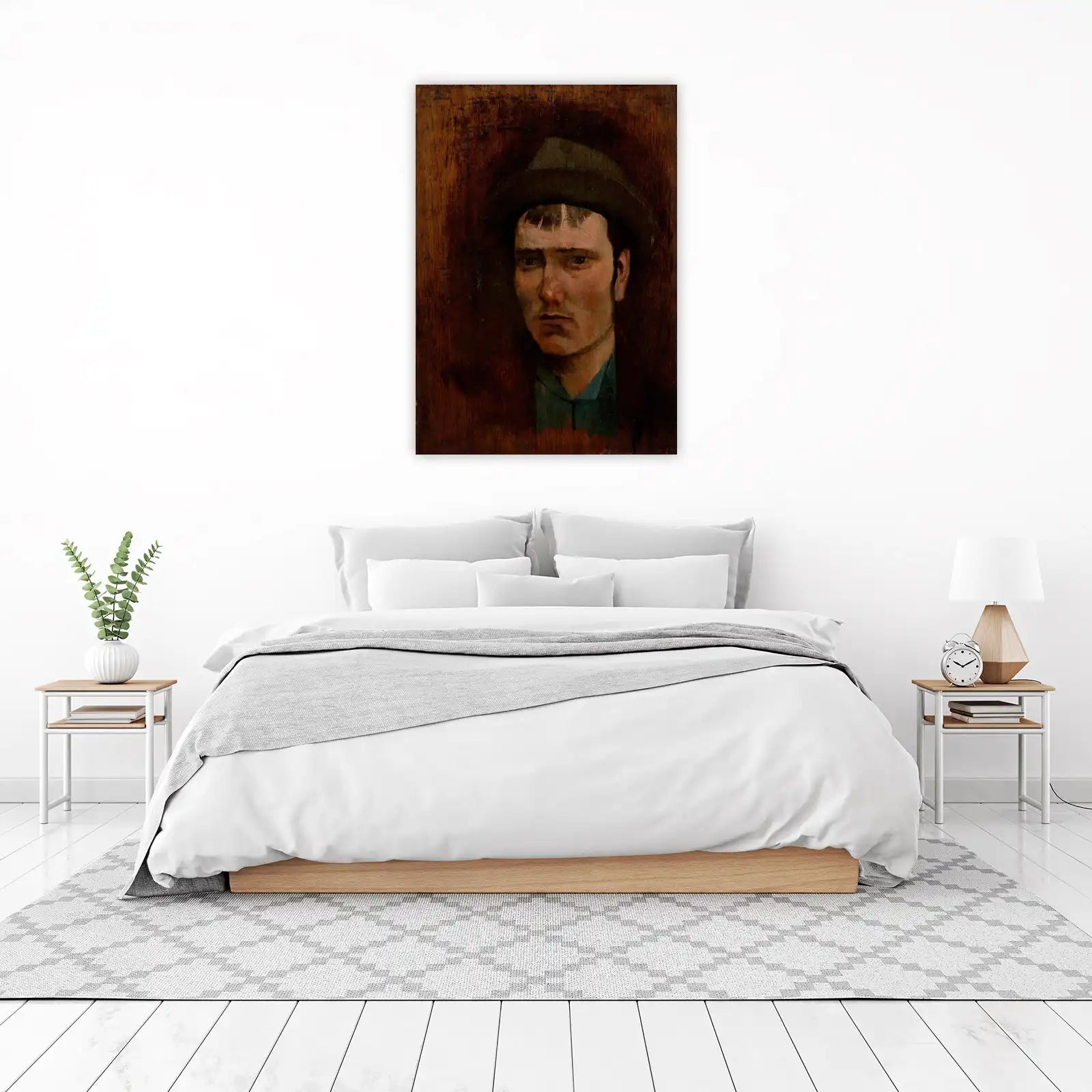 Intense Portrait Vintage Man Fedora Hat Wall Art