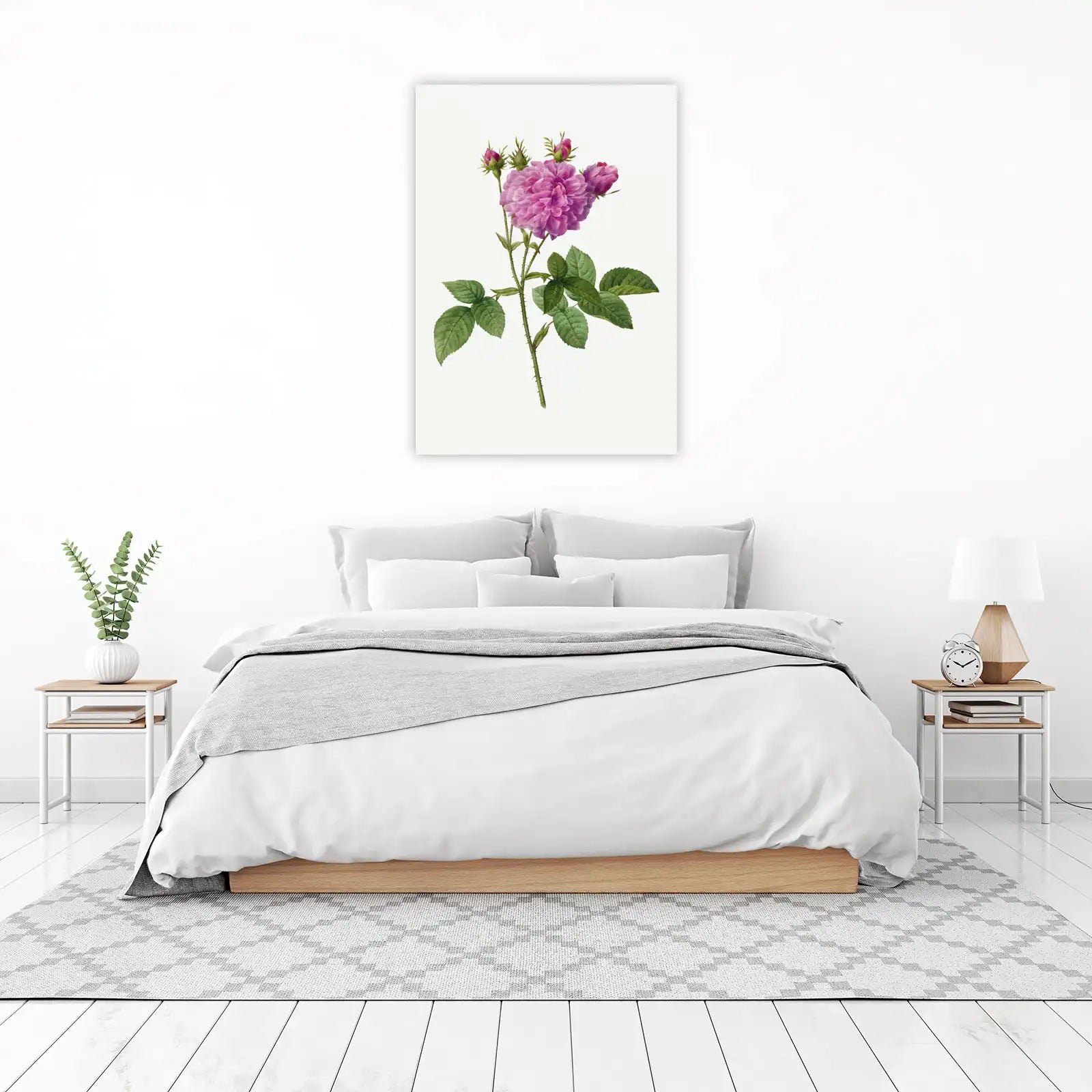 Vintage Pink Rose Botanical Wall Art