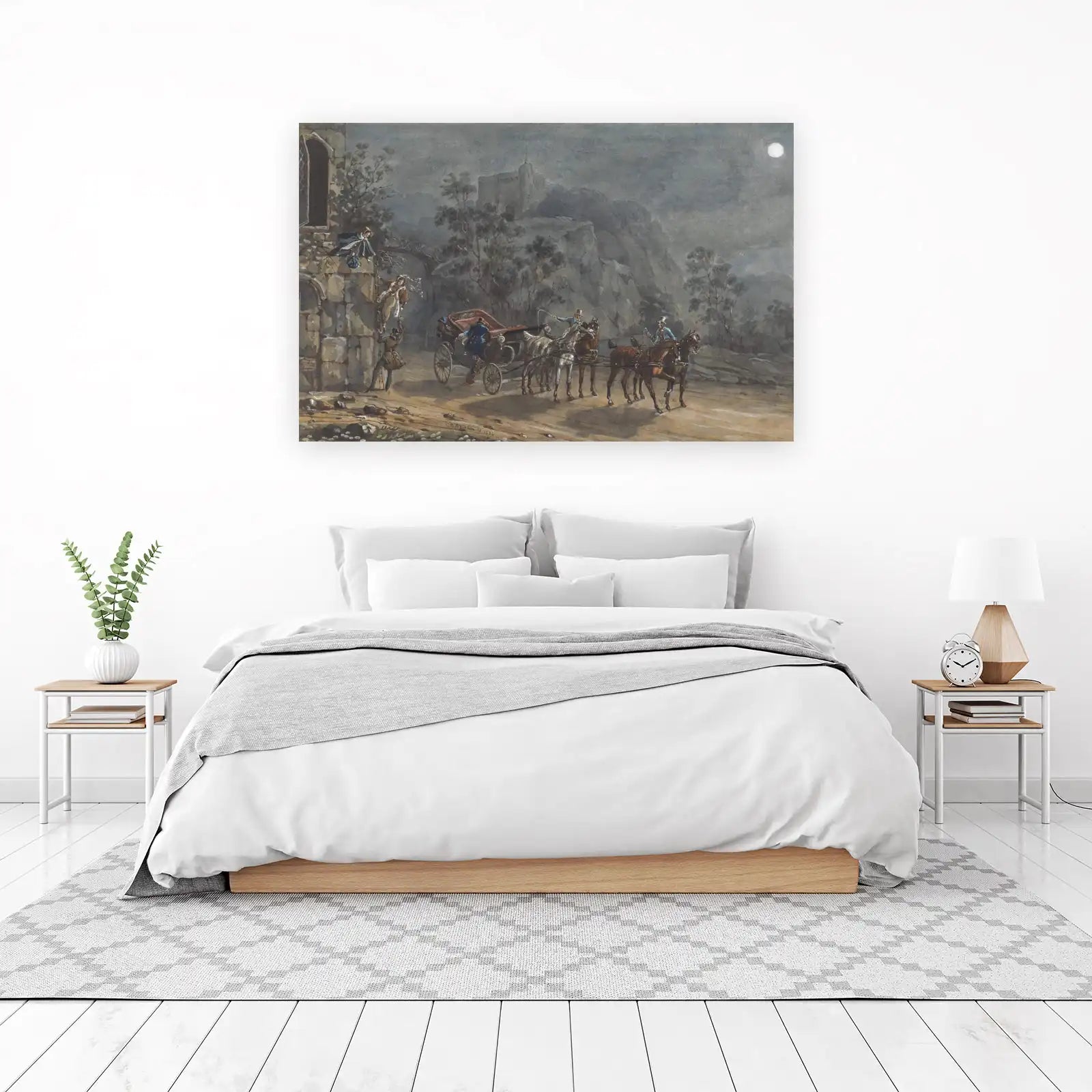 Vintage Coach & Moonlit Castle Wall Art