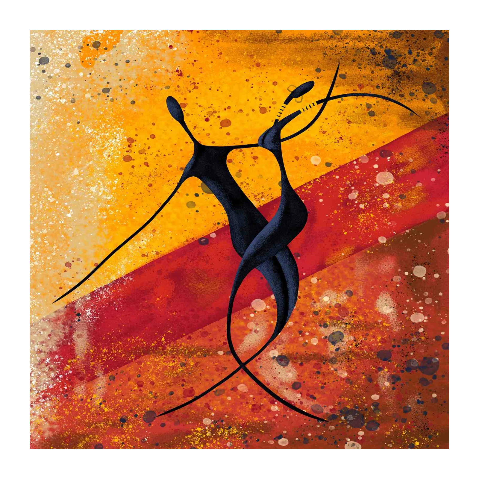 Abstract Dancers Golden Hour Wall Art