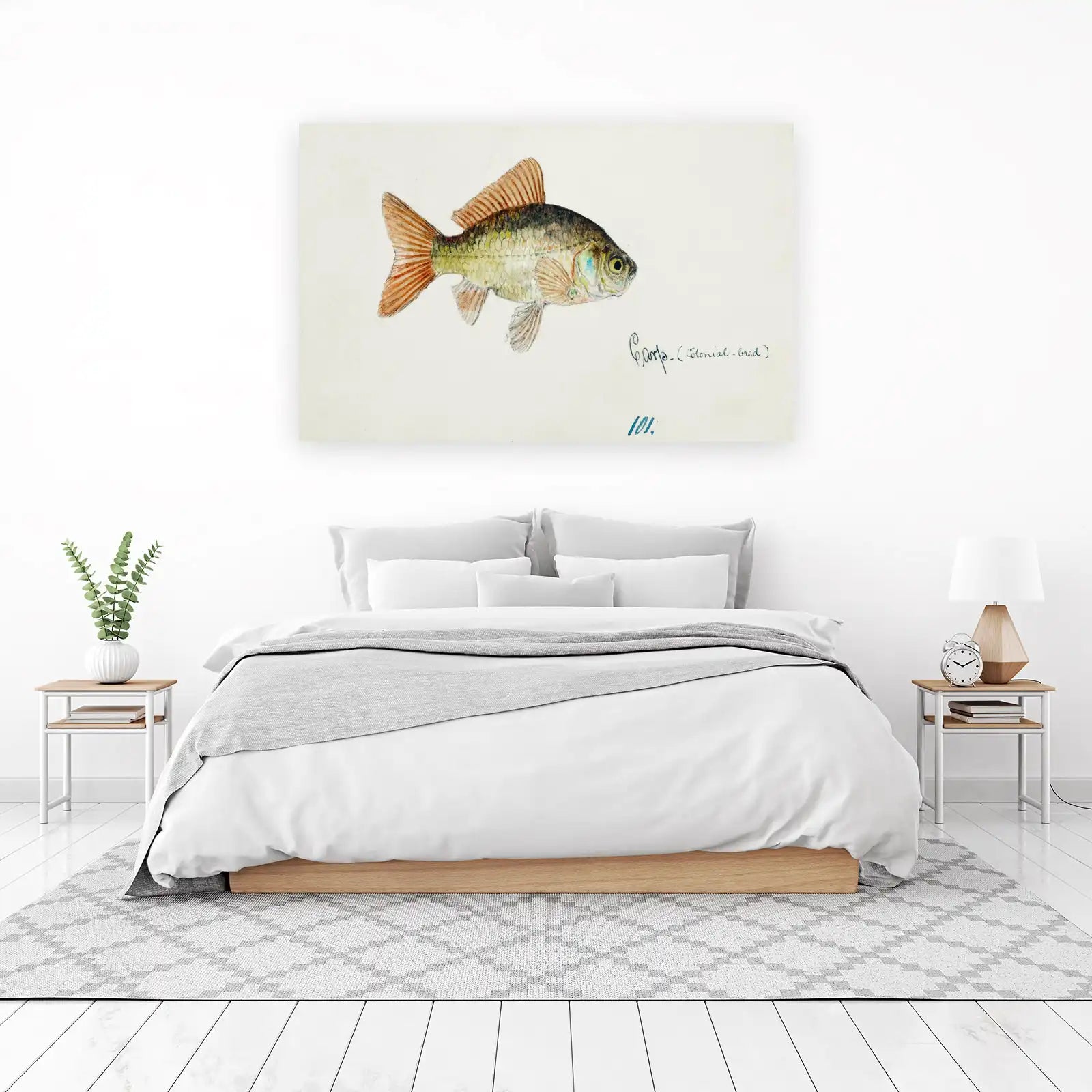 Vintage Goldfish Watercolor Art Wall Art