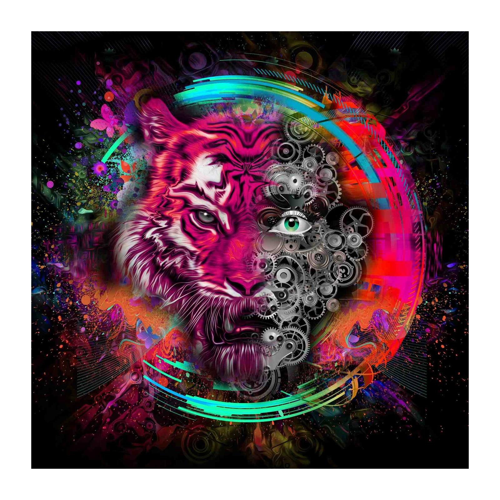 Cybernetic Tiger Abstract Wall Art