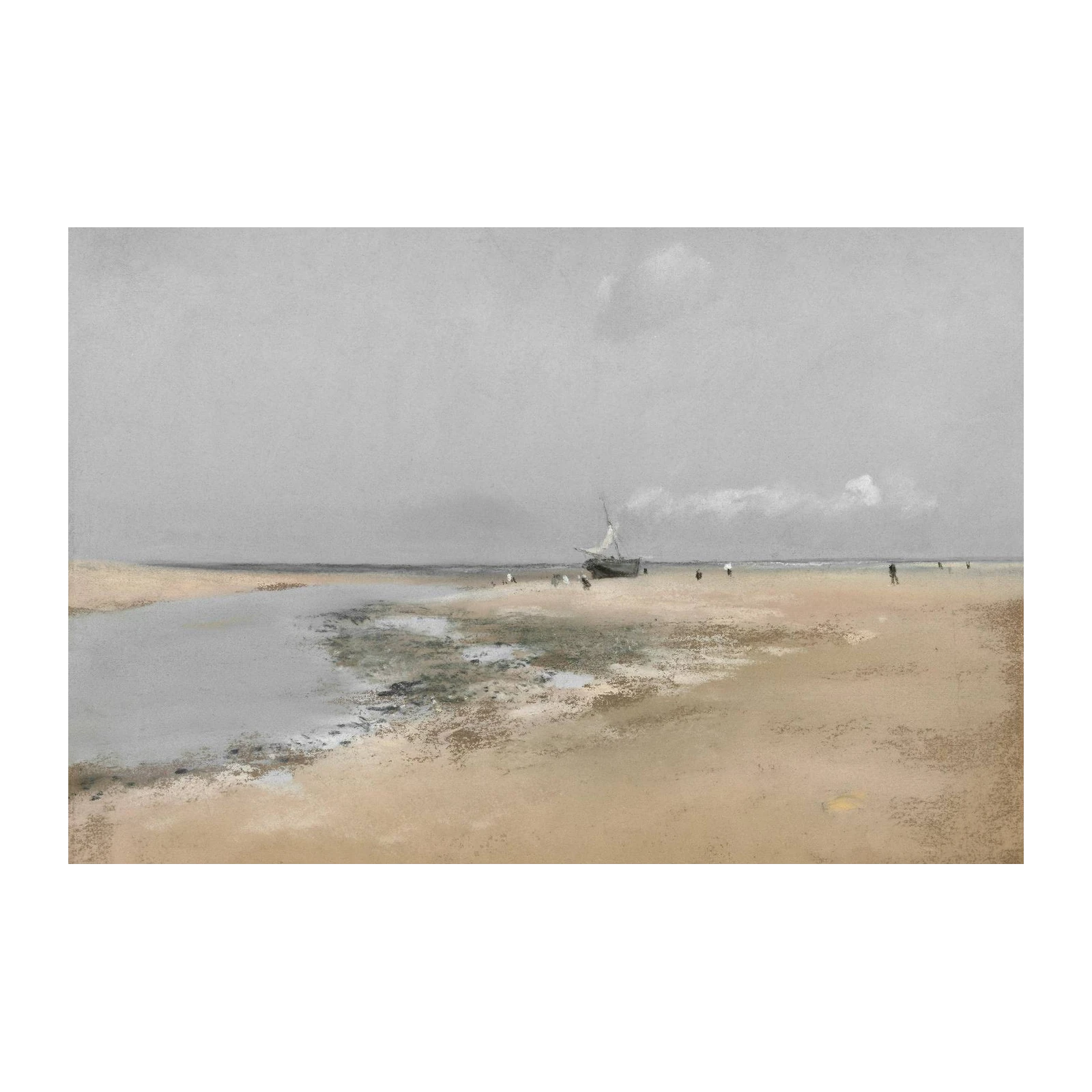 Serene Beach Landscape Boat Wall Art