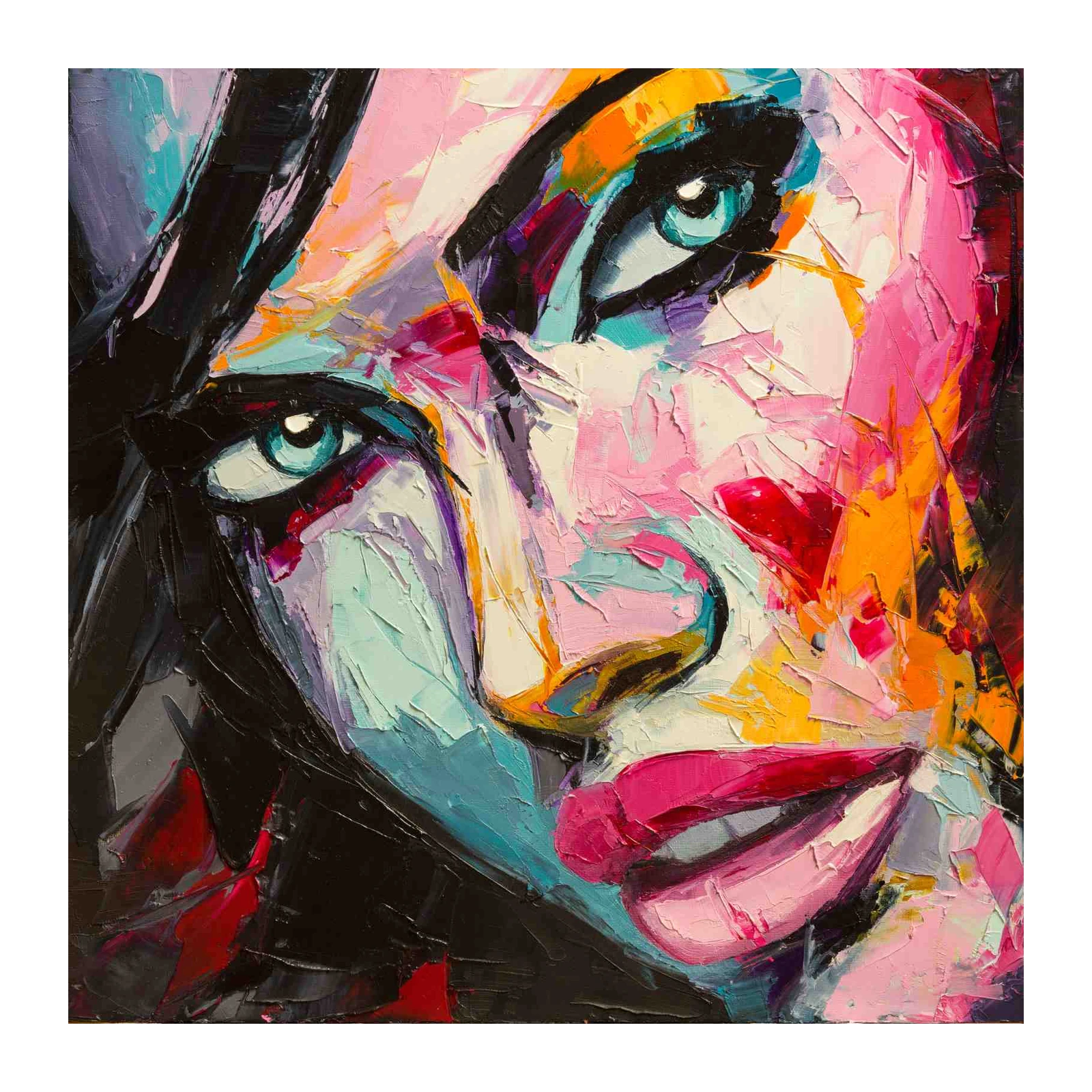Vibrant Portrait Palette Knife Textured Wall Art