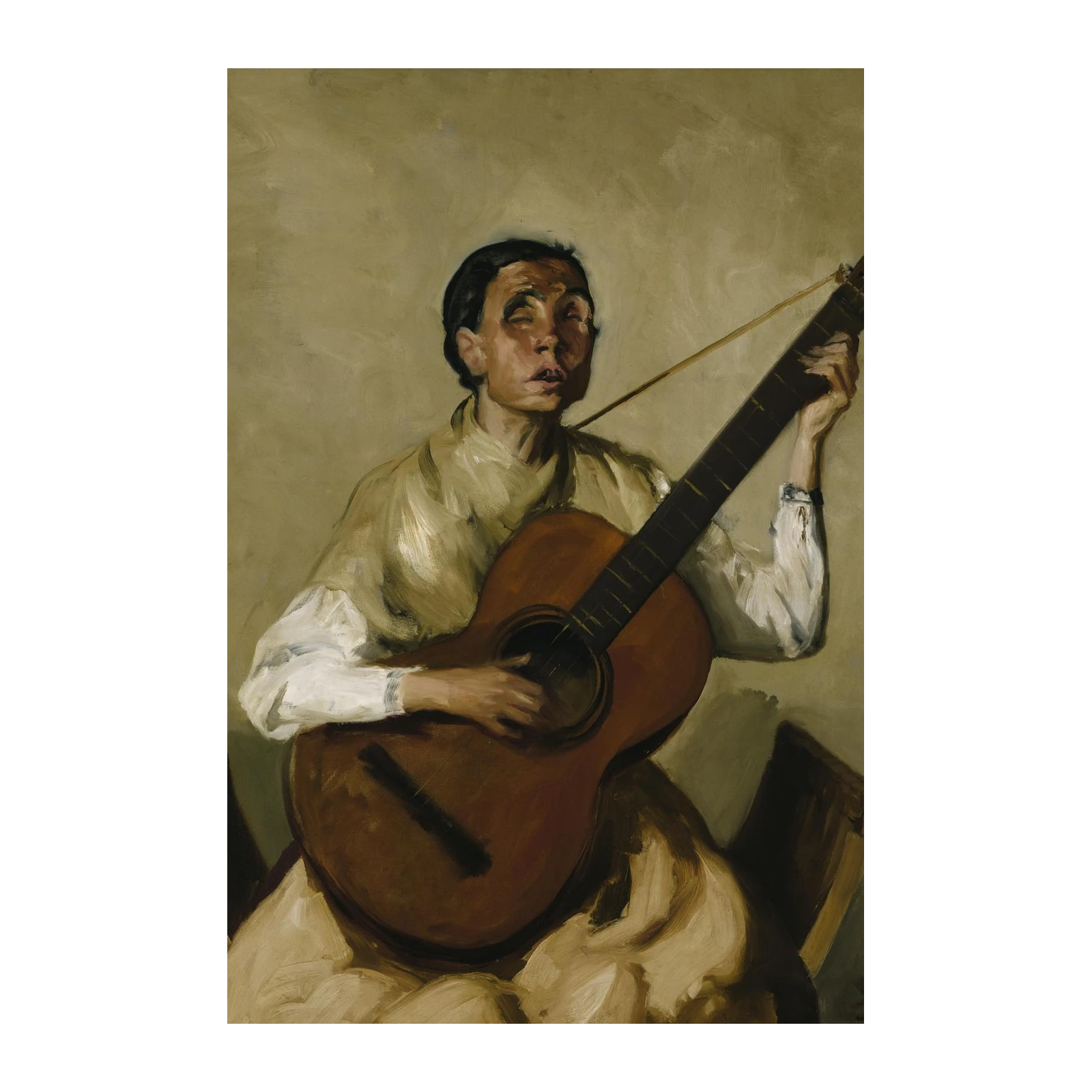 Gypsy Guitarist Expressive Portrait Wall Art