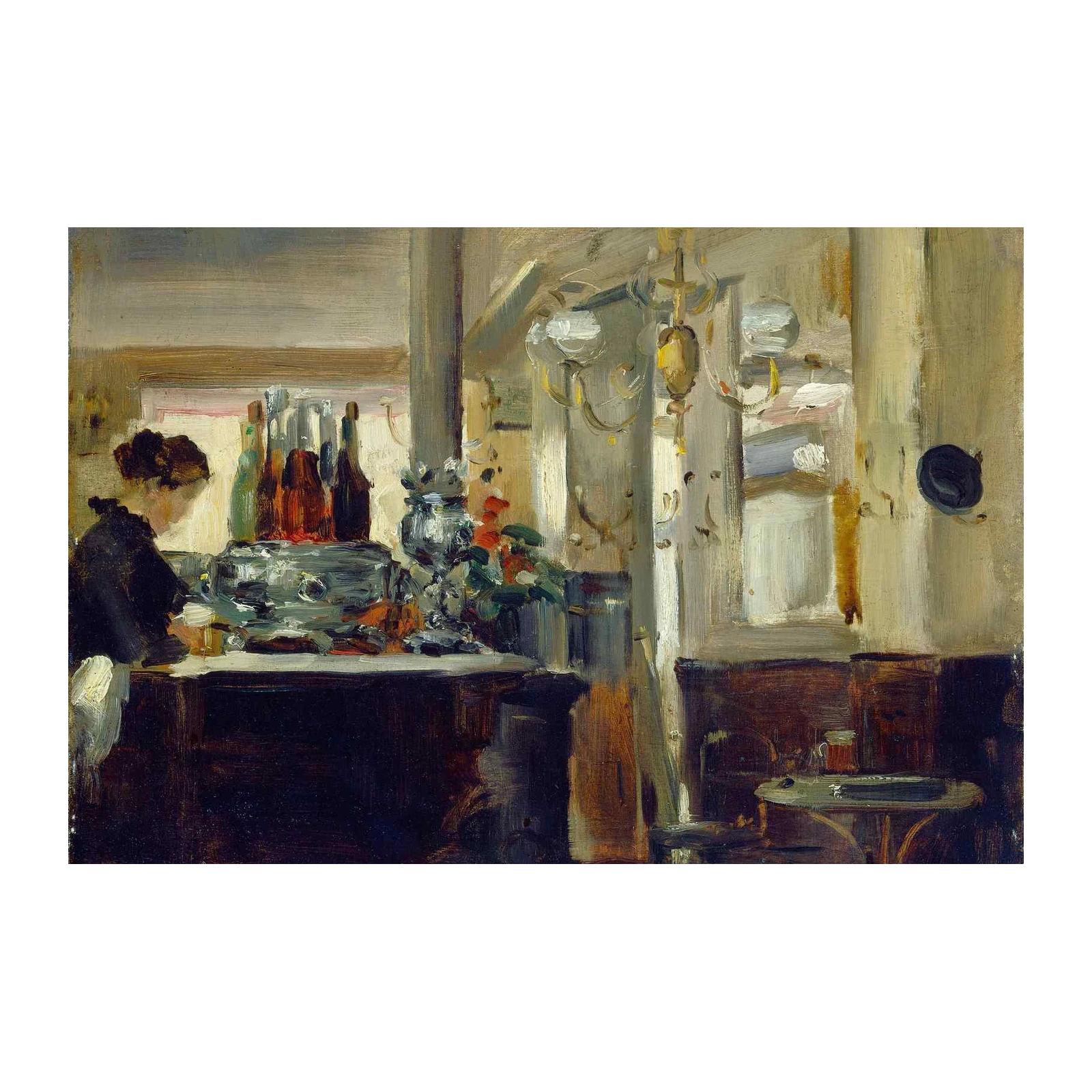 Vintage Cafe Scene Oil Painting Wall Art