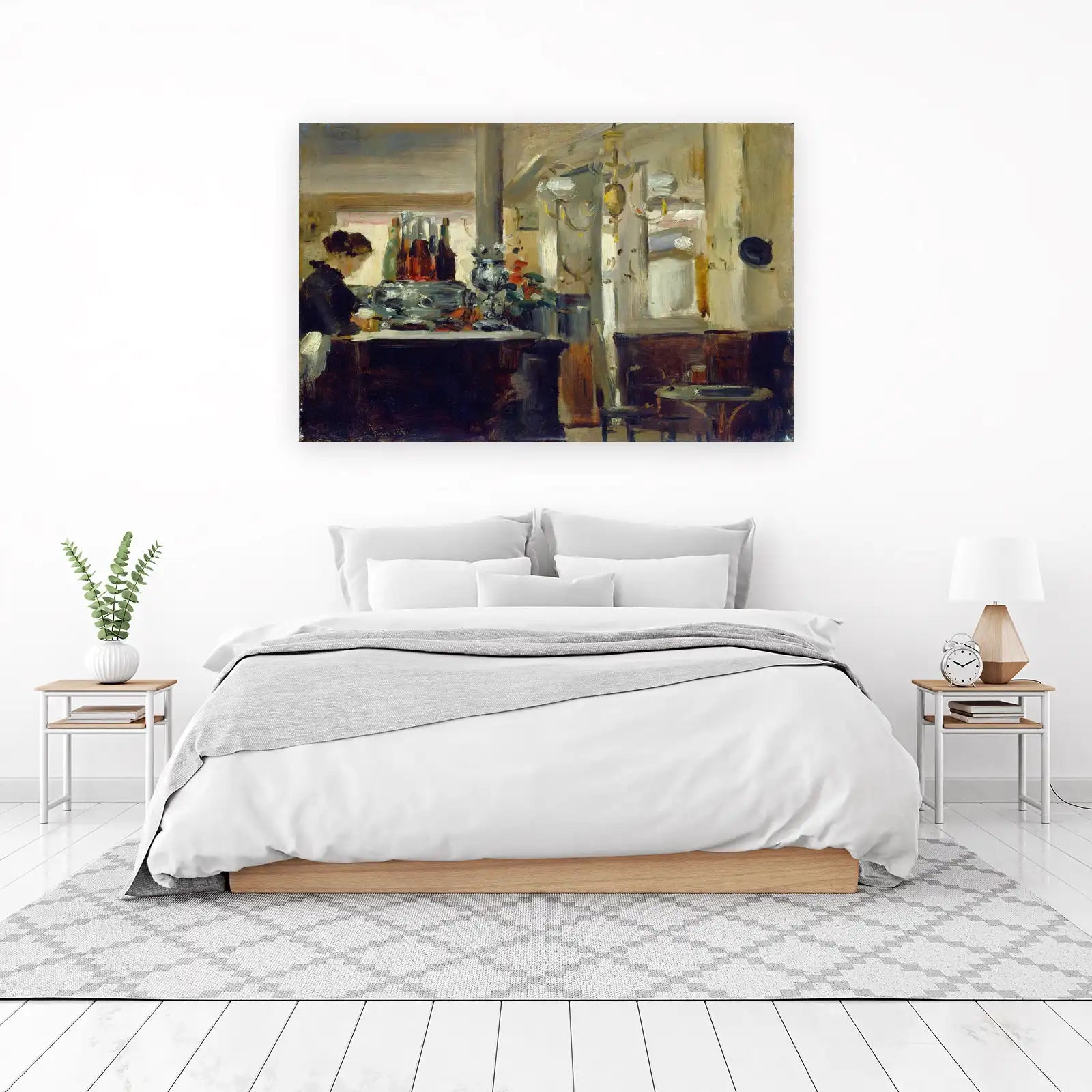 Vintage Cafe Scene Oil Painting Wall Art
