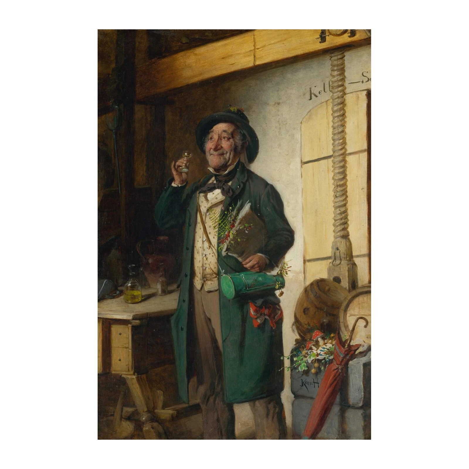 Vintage Gentleman Enjoying Wine Wall Art