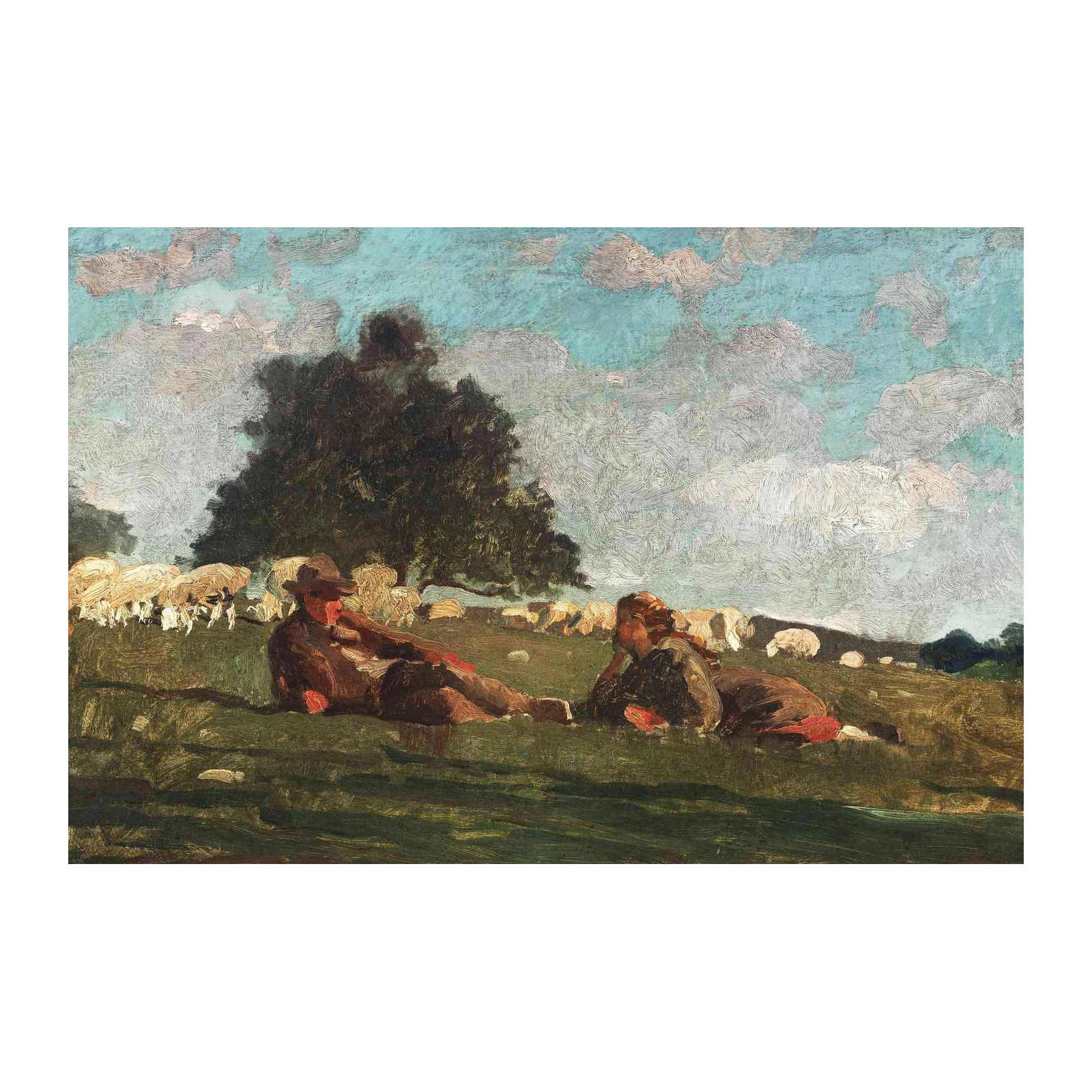 Shepherds Resting Pastoral Scene Wall Art