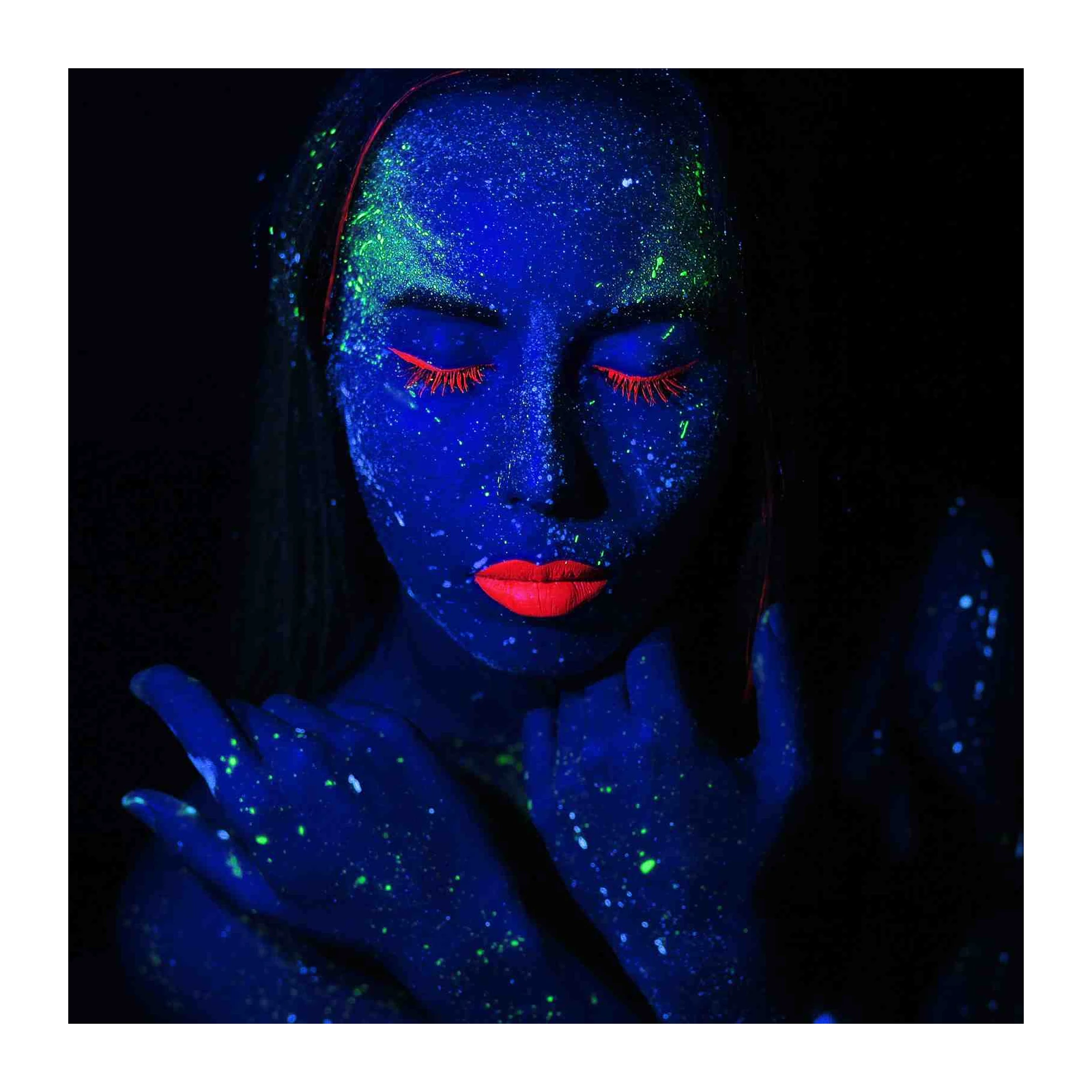 Neon Glow Woman Portrait Wall Art