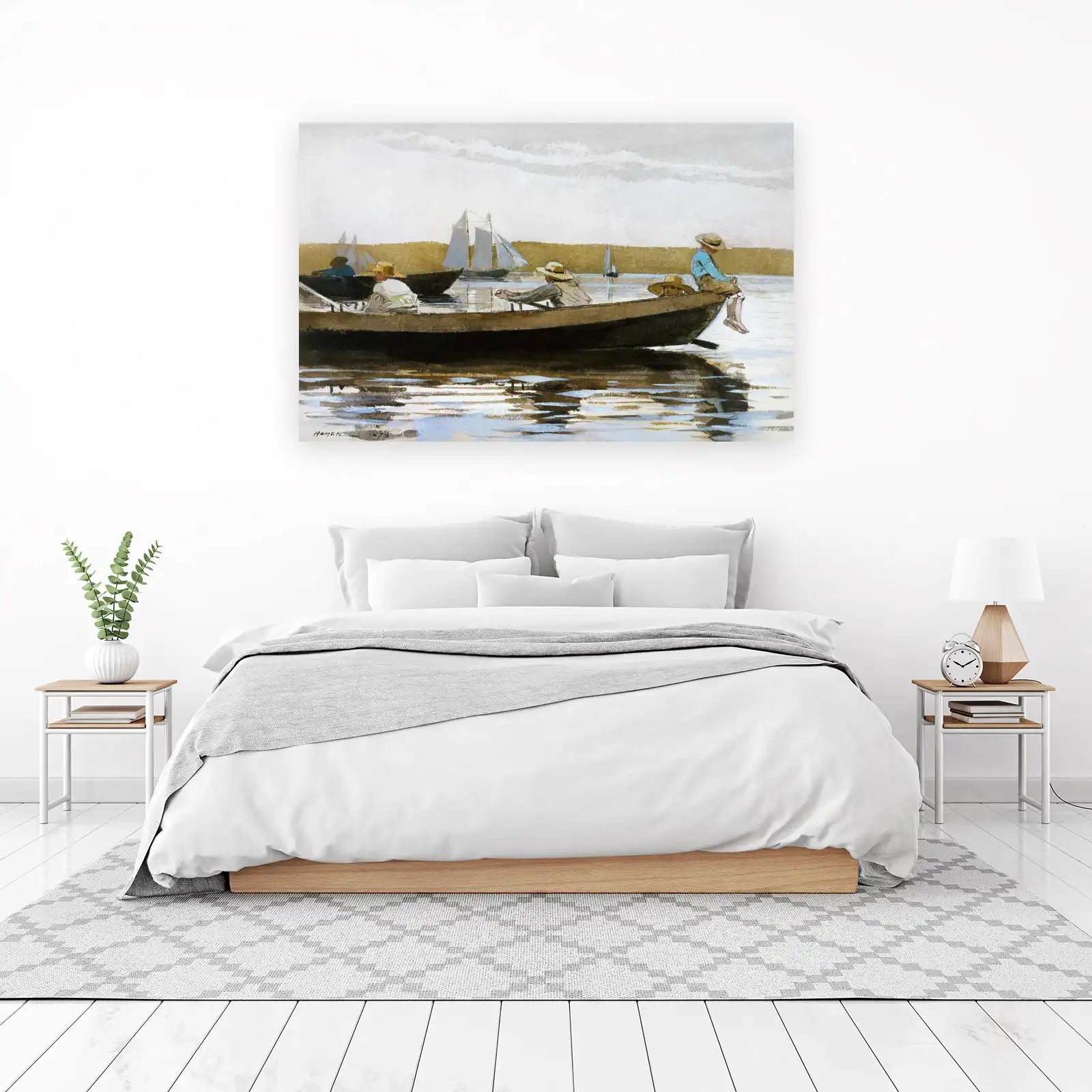 Coastal Boys Rowing Watercolor Wall Art