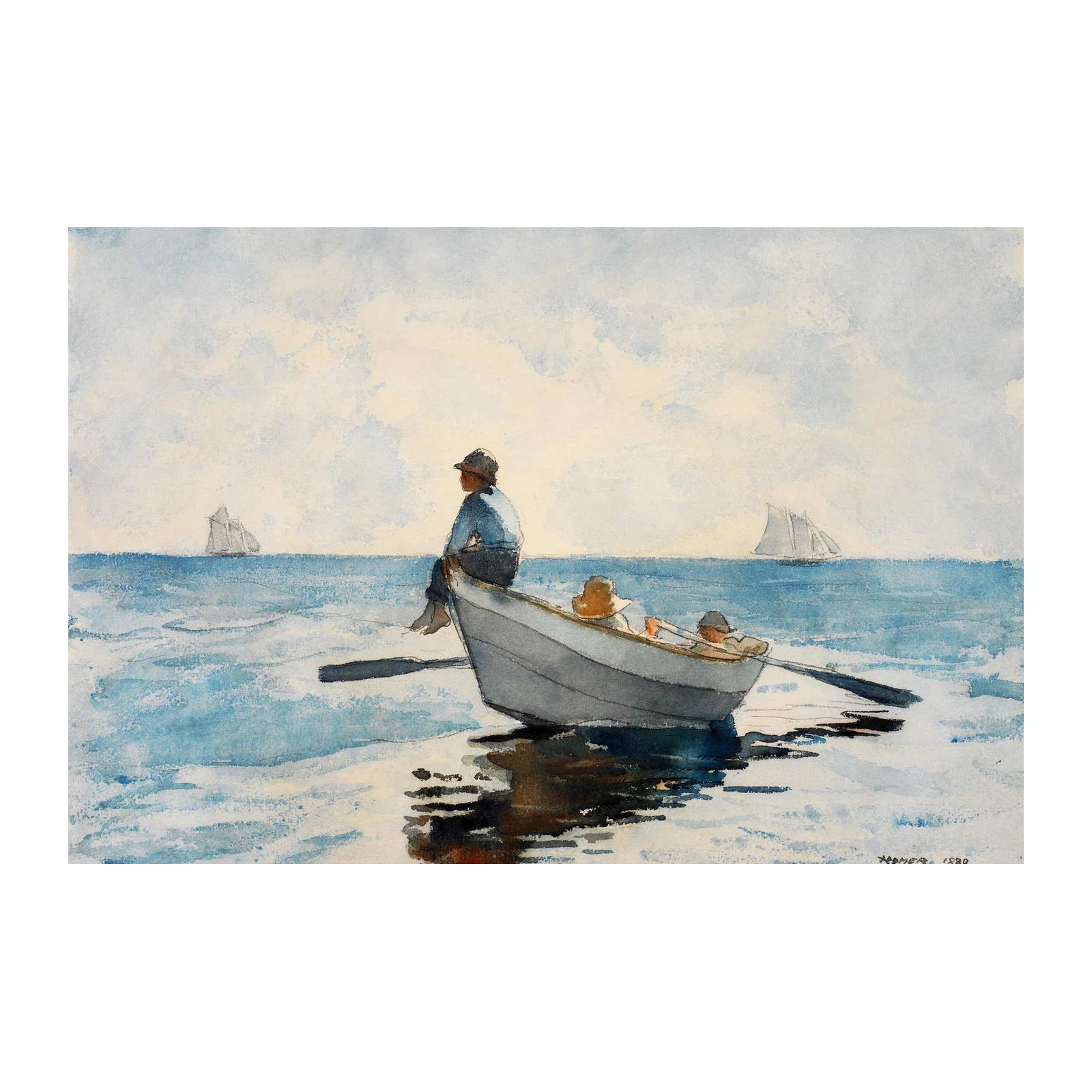 Serene Voyage: Coastal Rowboat Wall Art