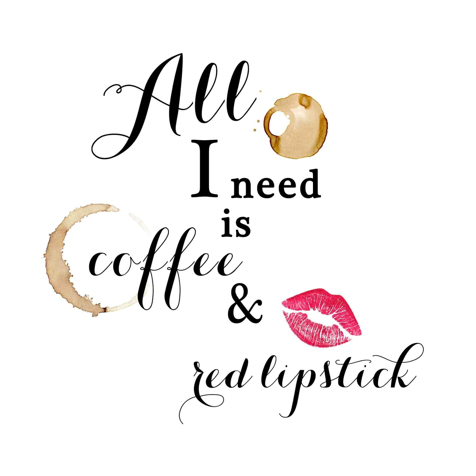 Coffee & Red Lipstick Quote Wall Art