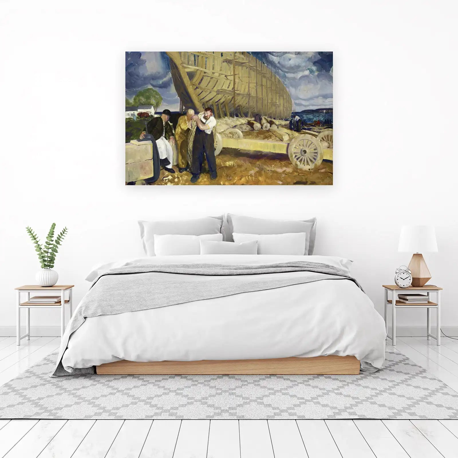 Vintage Shipbuilding Scene Wall Art