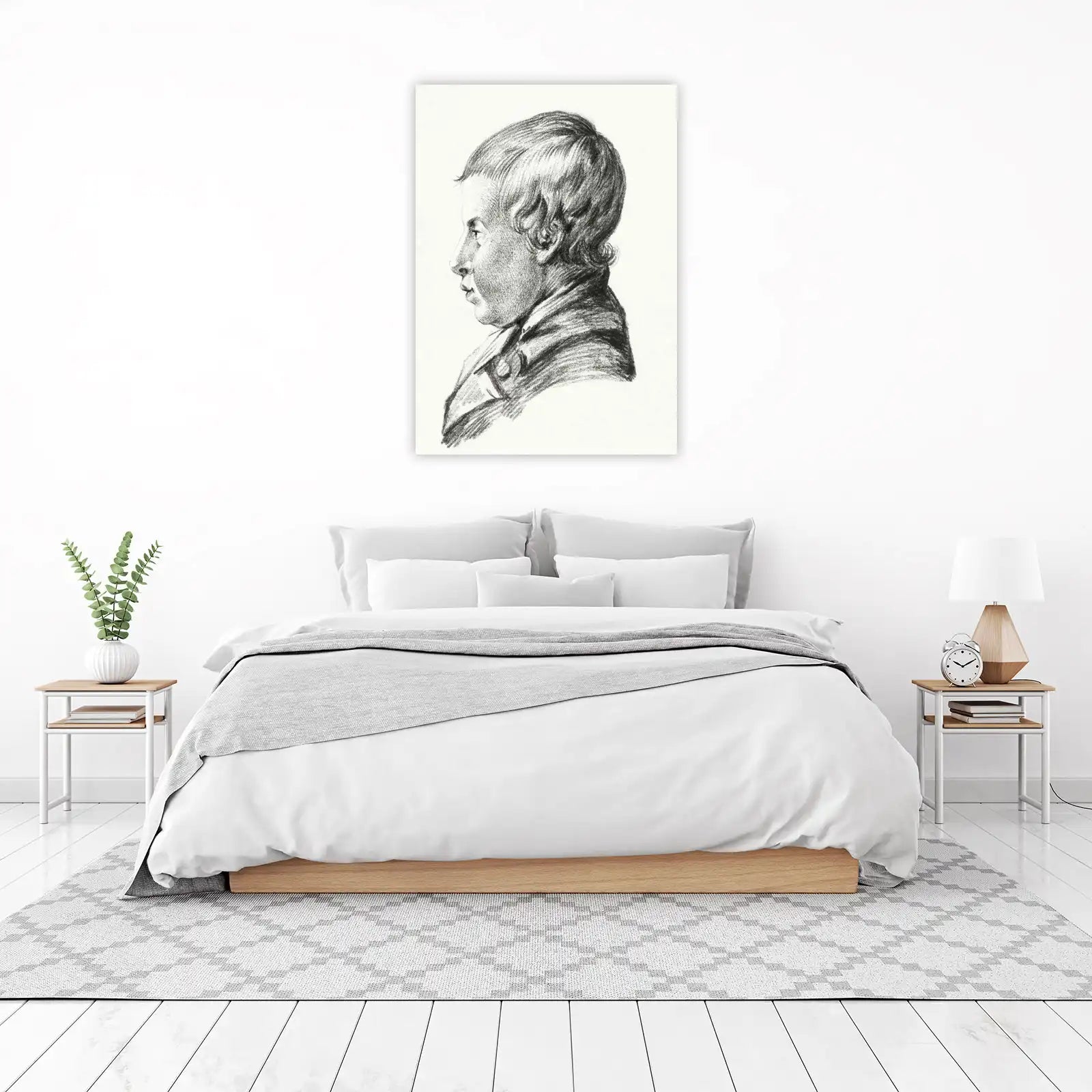 Charcoal Portrait Profile Boy Wall Art