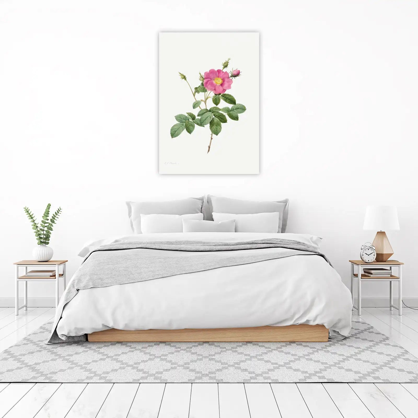 Vintage Pink Rose Botanical Wall Art