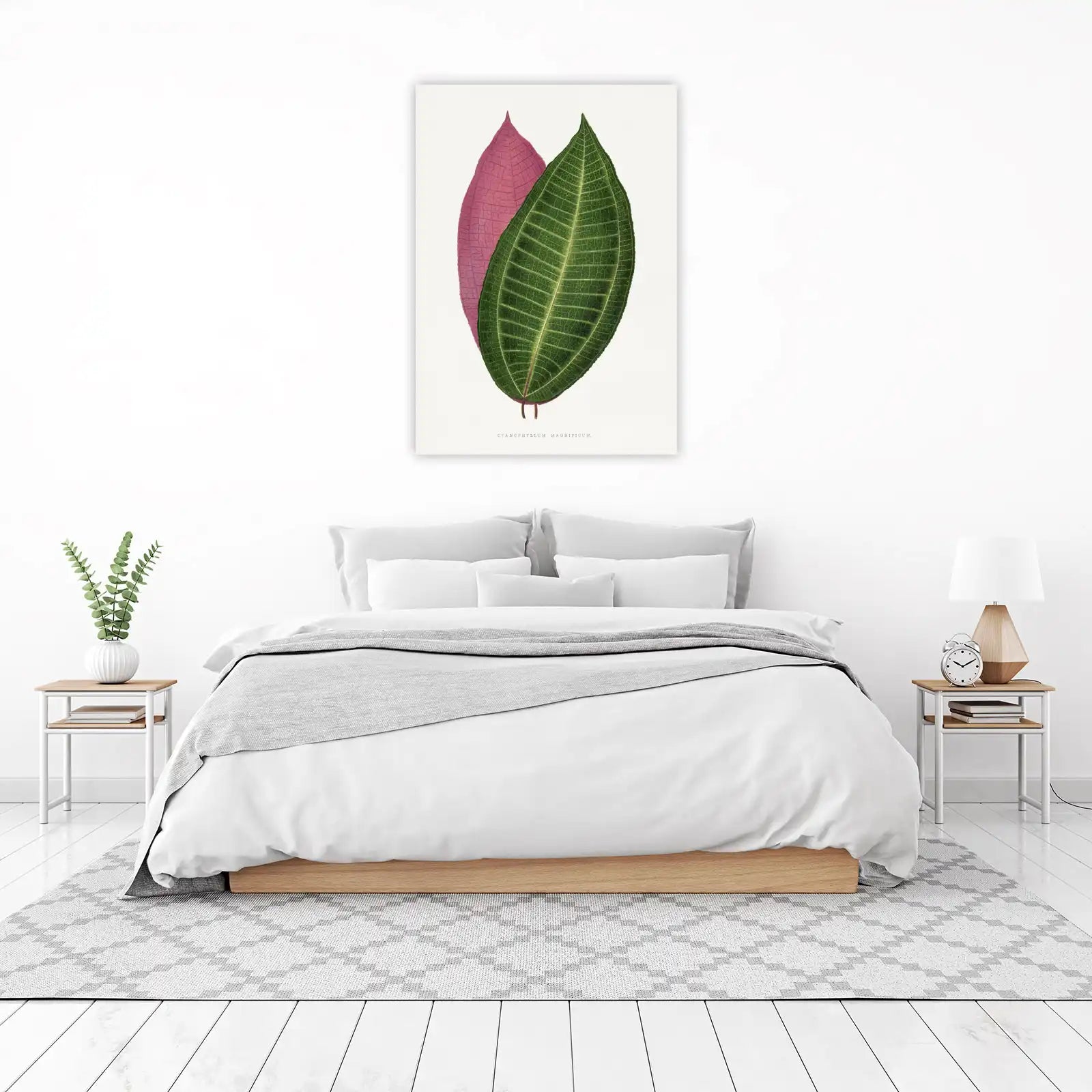 Botanical Leaf Art: Pink & Green Cyanophyllum Wall Art