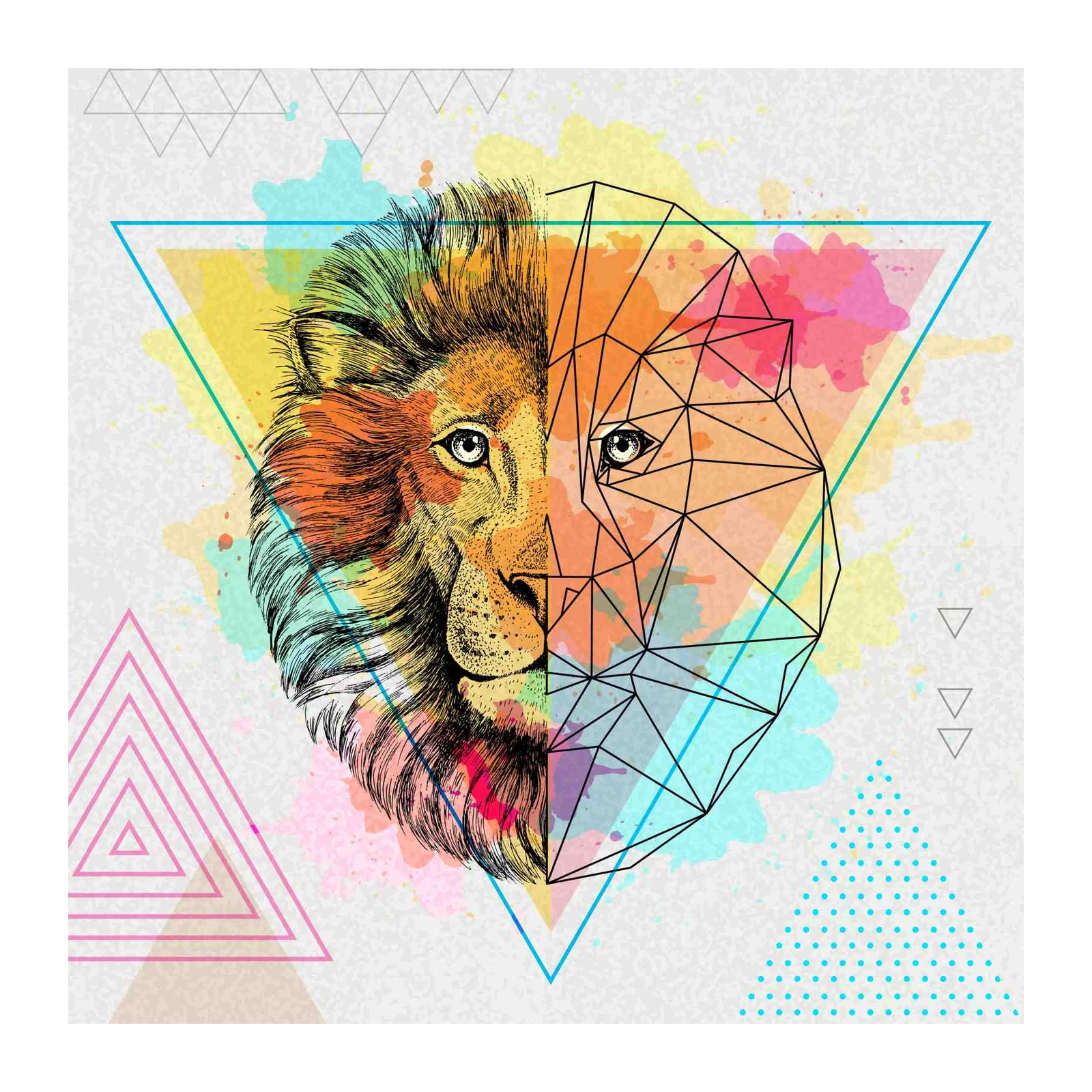Geometric Lion Abstract Wall Art