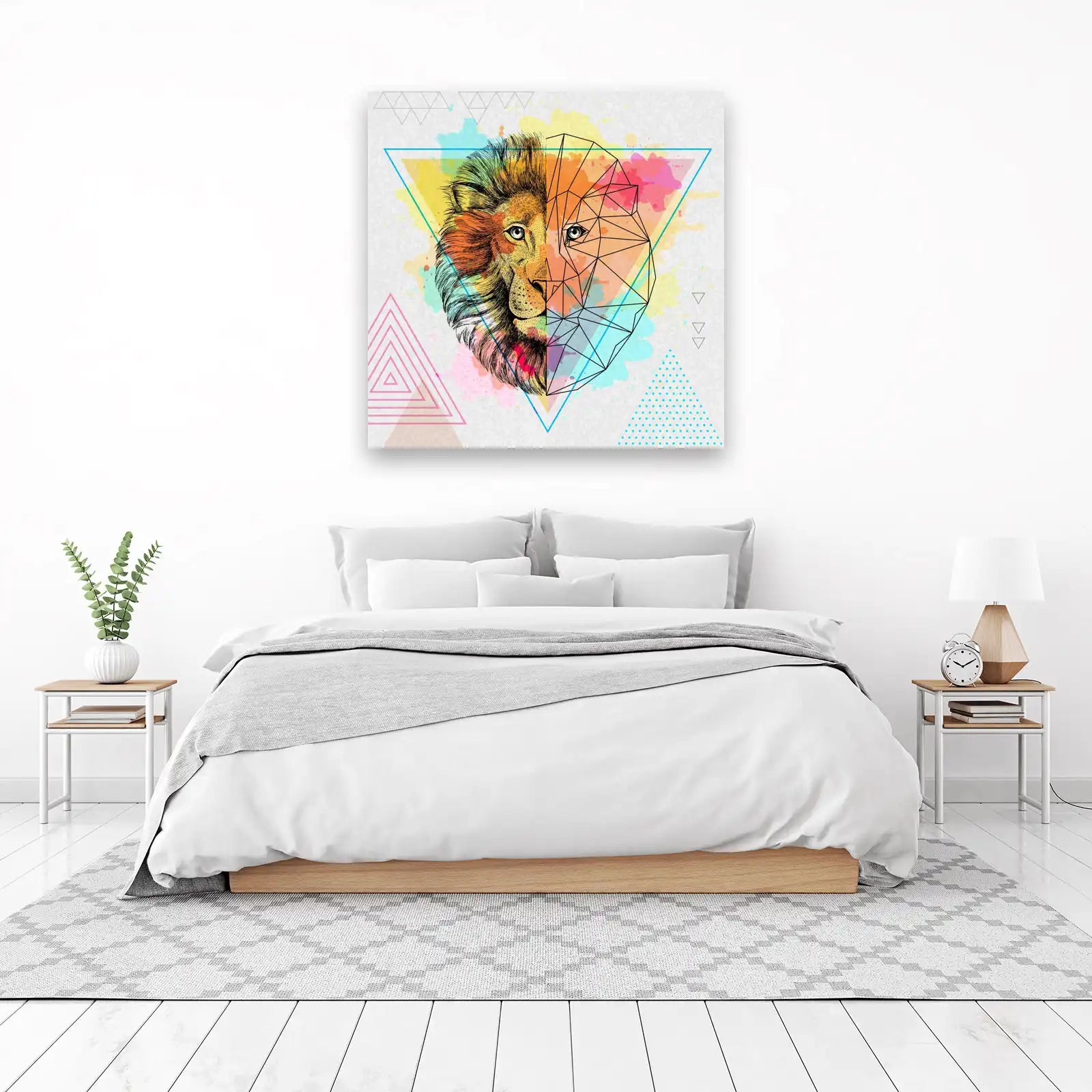 Geometric Lion Abstract Wall Art