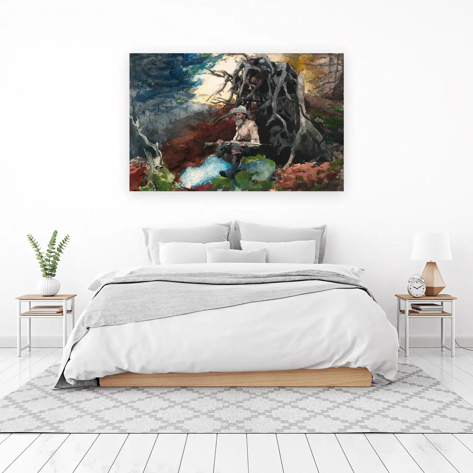 Rustic Hunter Resting Woodland Scene Wall Art