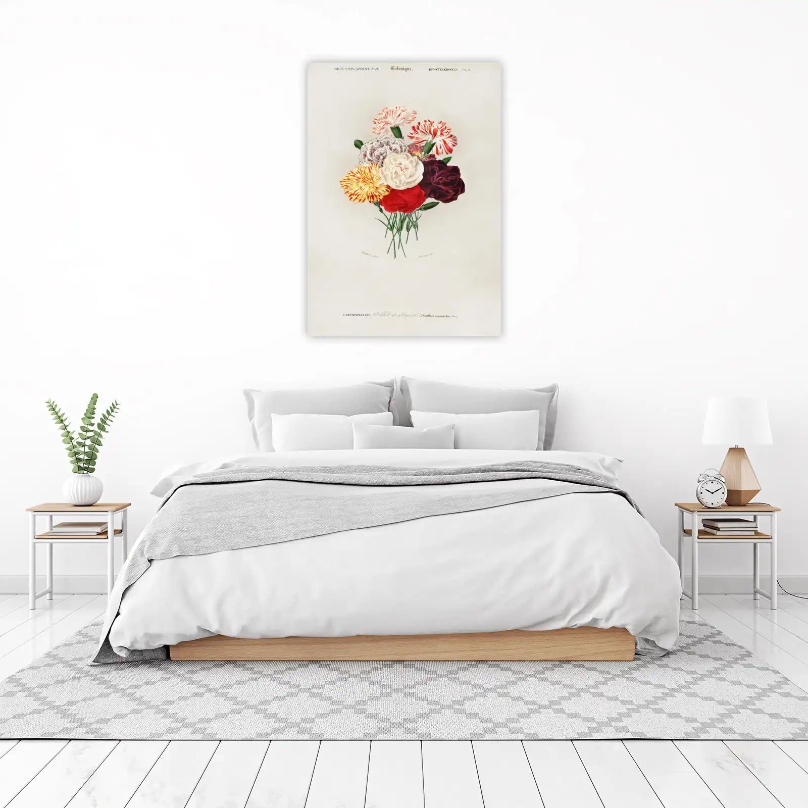 Vintage Botanical Carnation Bouquet Wall Art