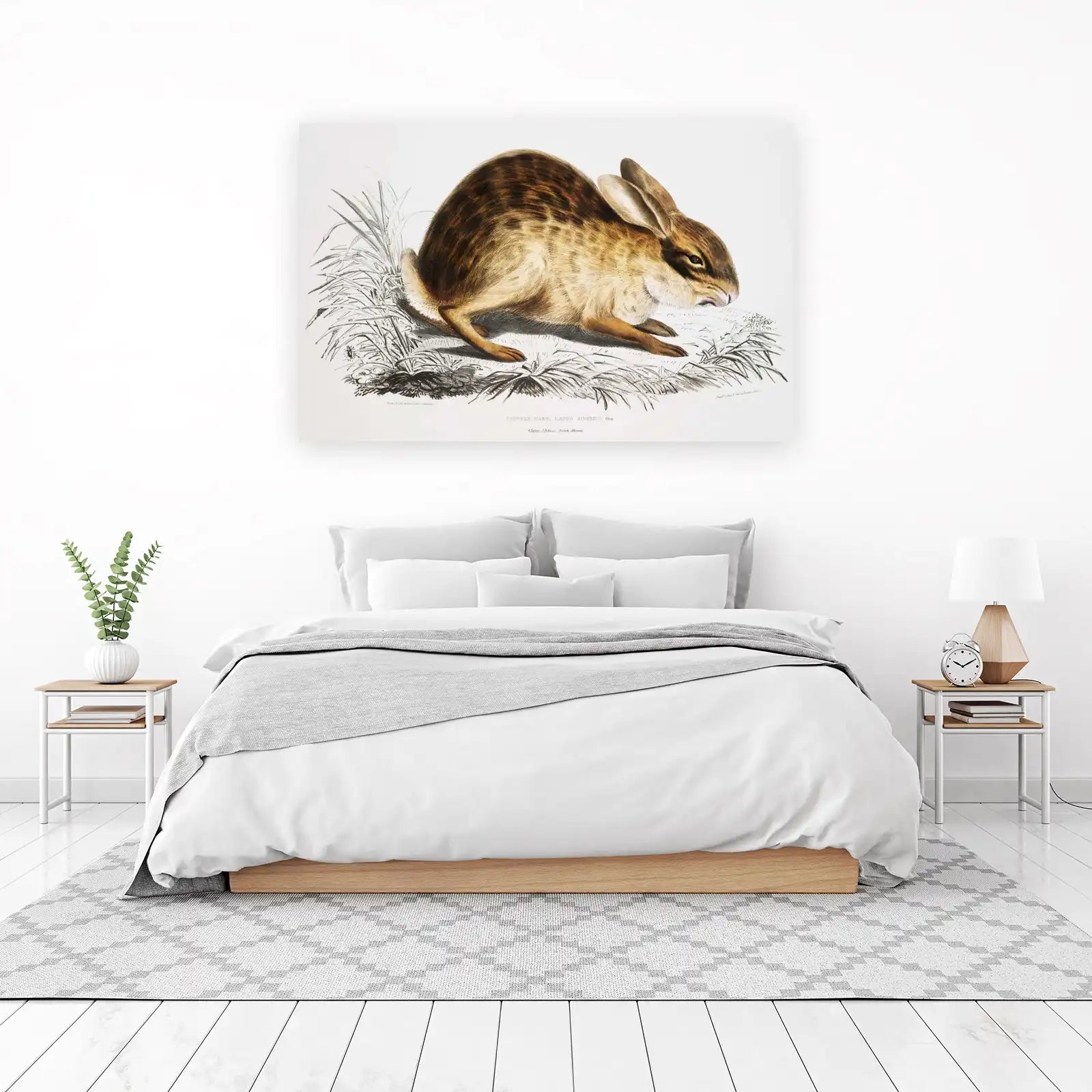 Vintage Chinese Hare Wildlife Art Wall Art