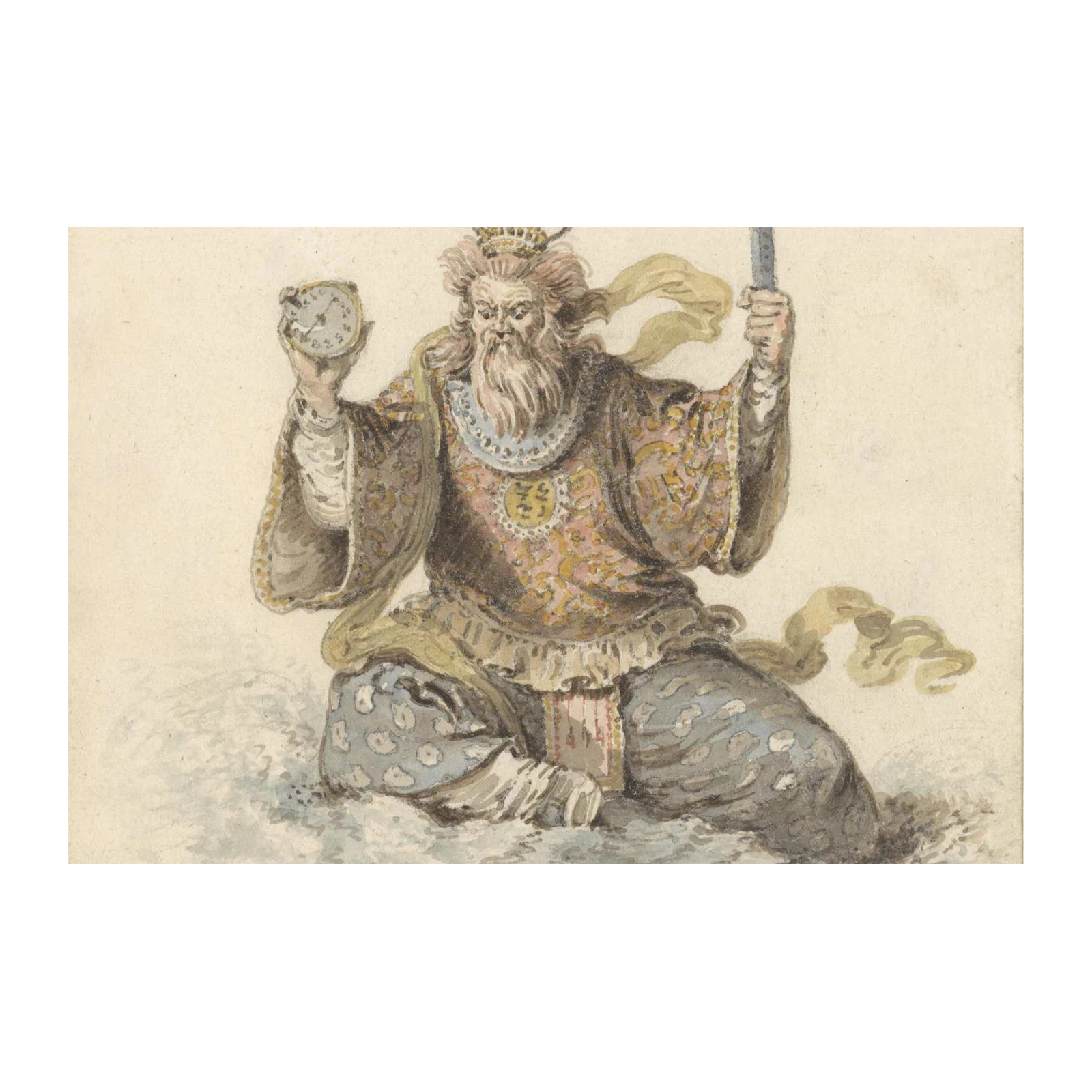 Mythical Deity with Clock Wall Art