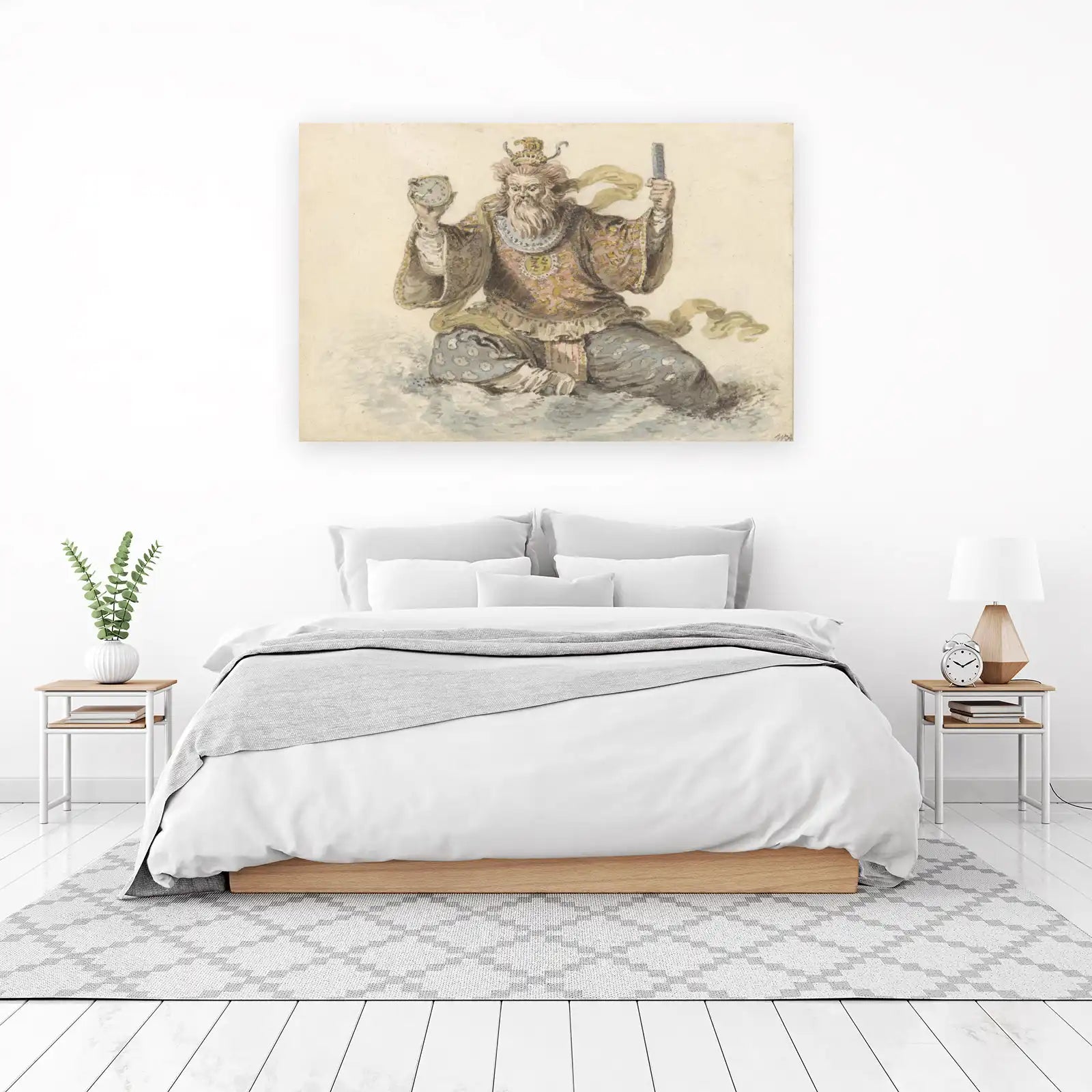 Mythical Deity with Clock Wall Art