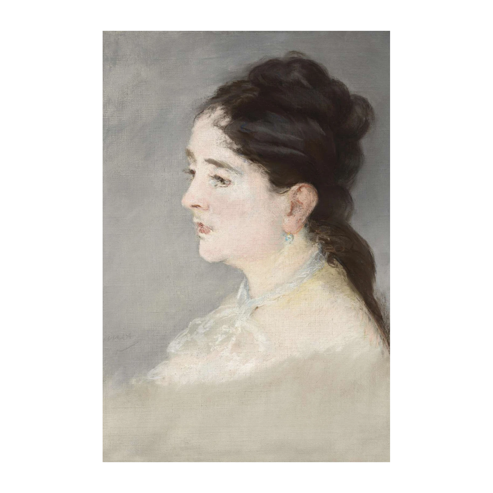 Elegant Profile Portrait Oil Painting Wall Art