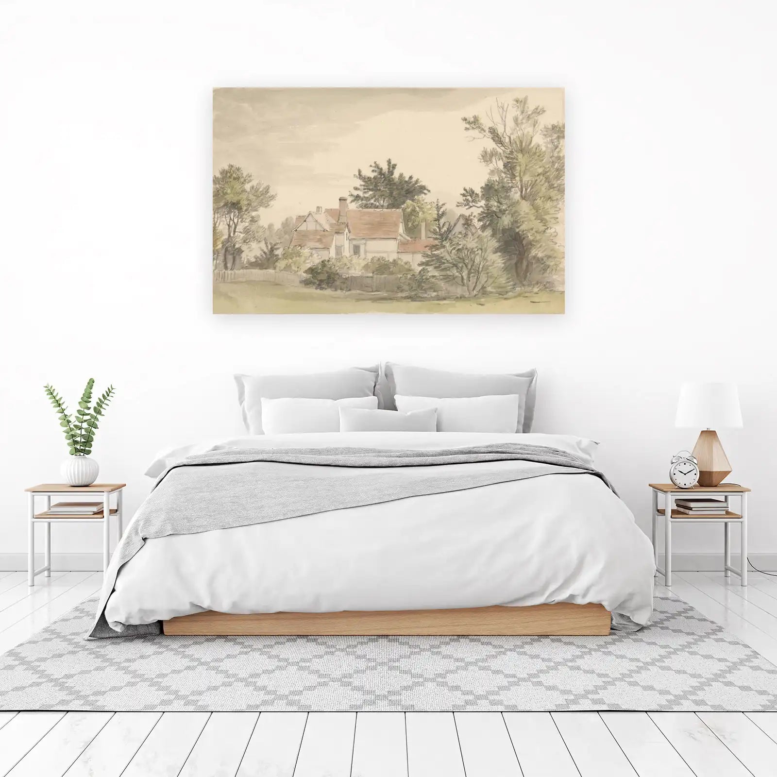 Serene Village Landscape Wall Art
